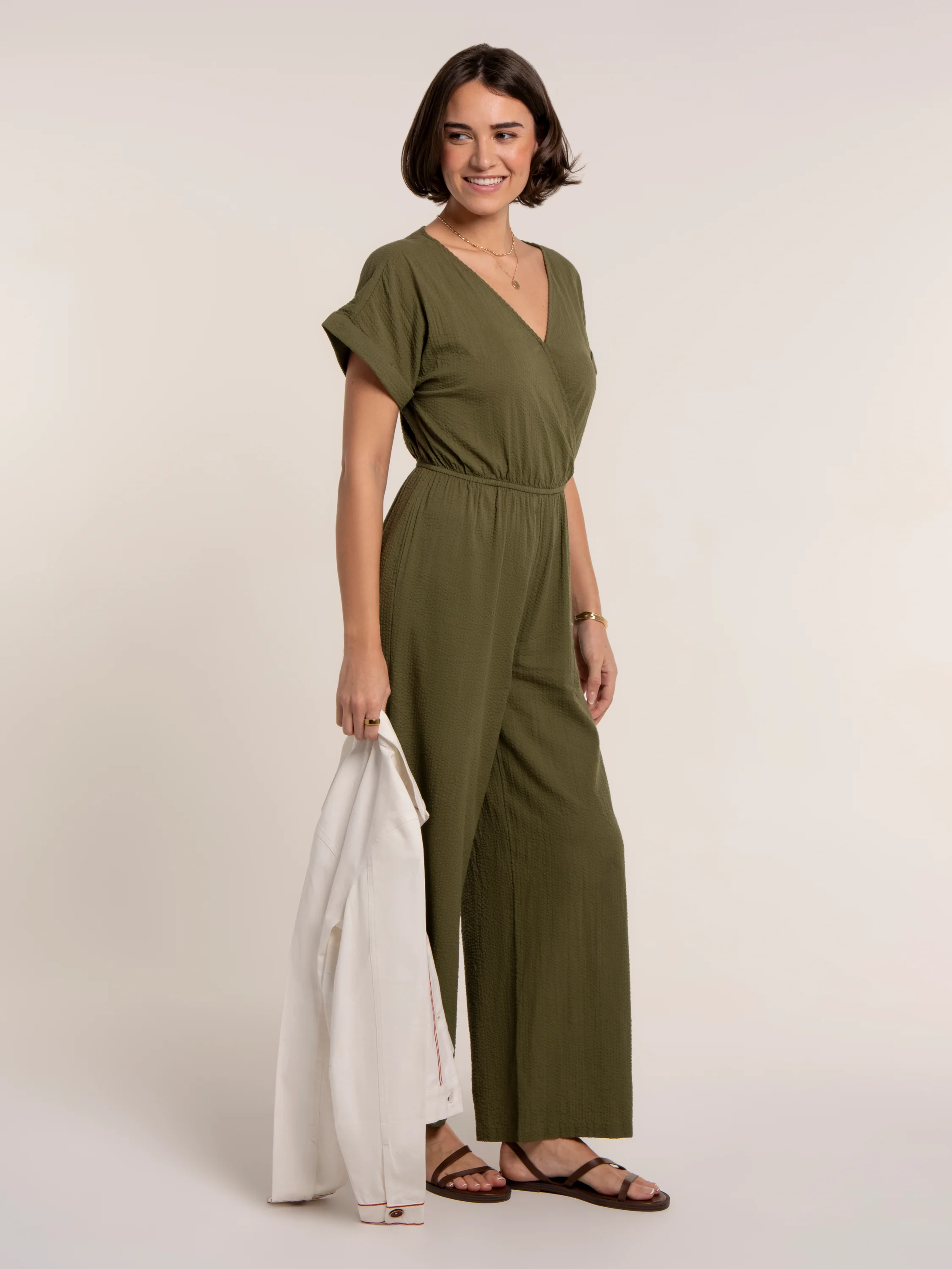 Ada Textured Wide Leg Jumpsuit