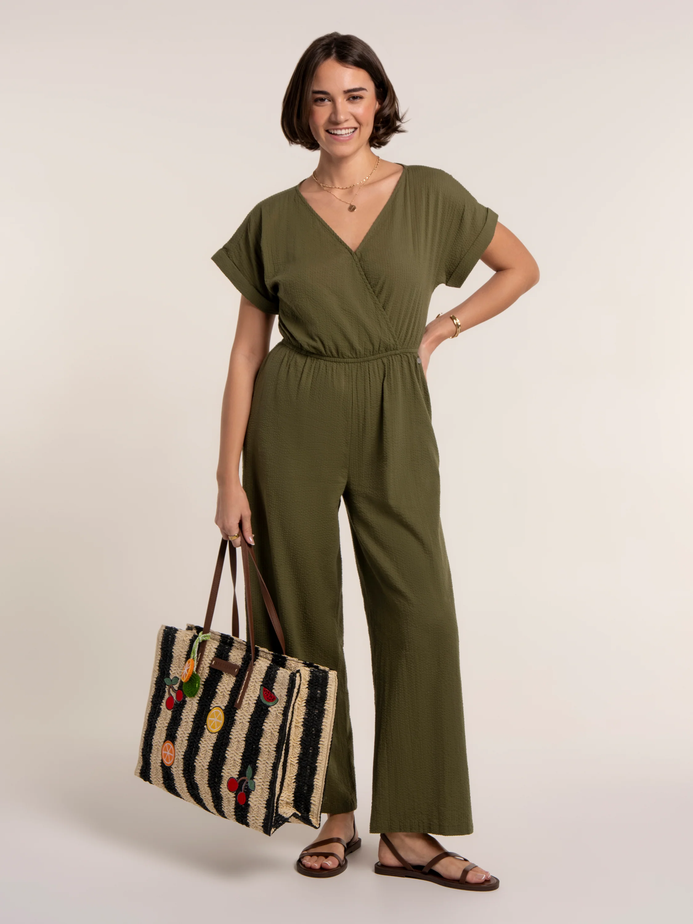 Ada Textured Wide Leg Jumpsuit - Image 2