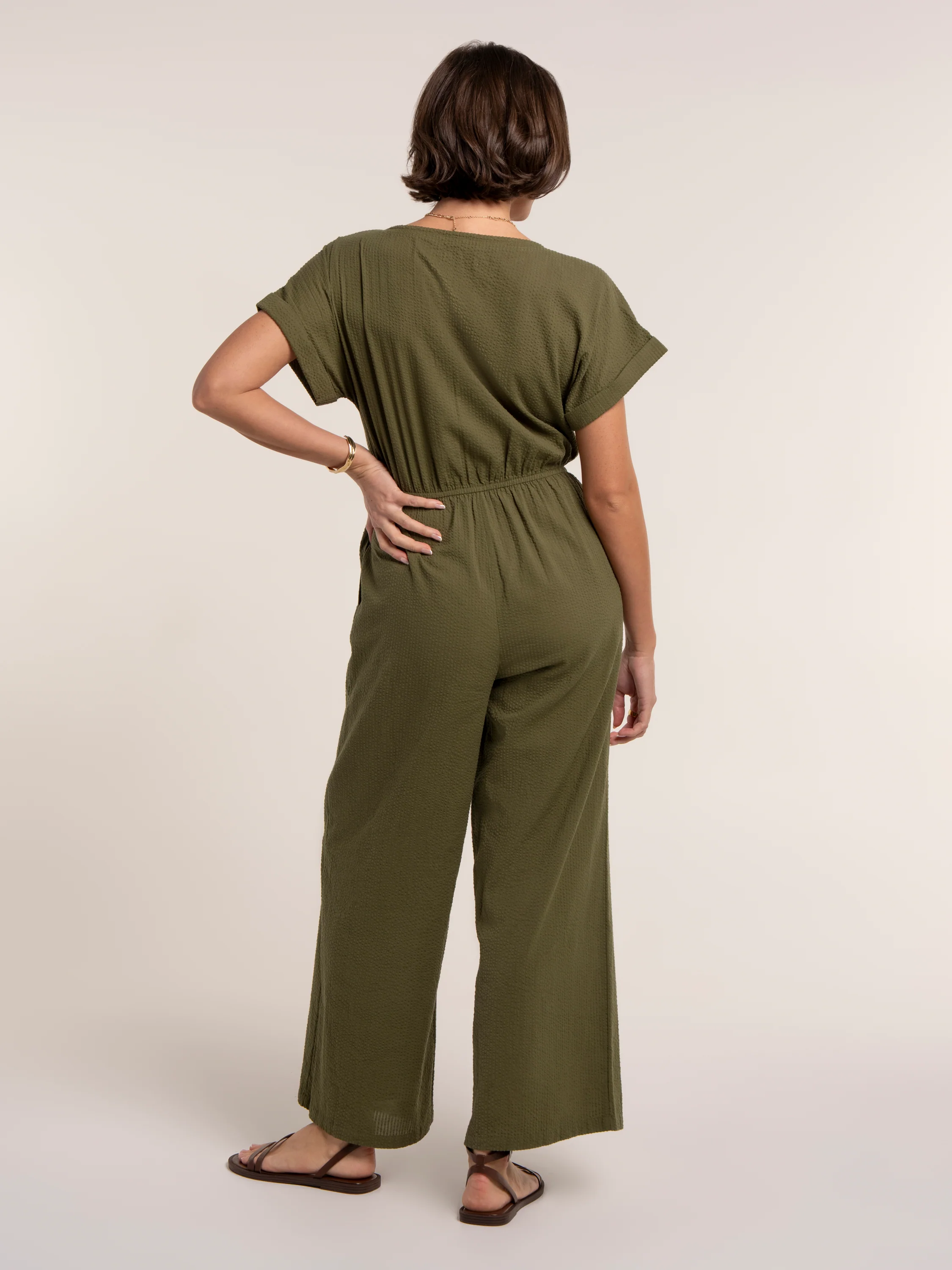 Ada Textured Wide Leg Jumpsuit - Image 3