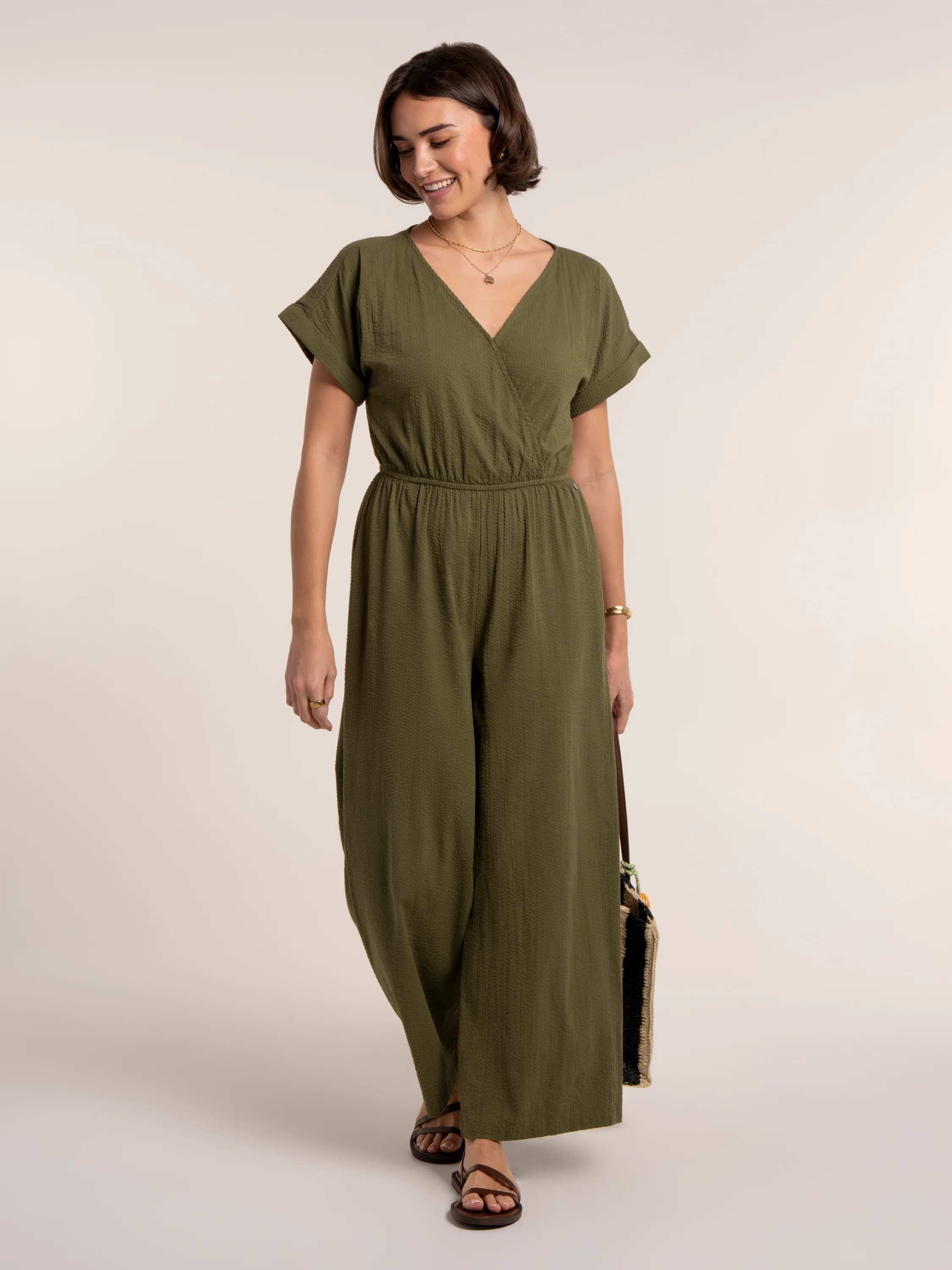 Ada Textured Wide Leg Jumpsuit - Image 4