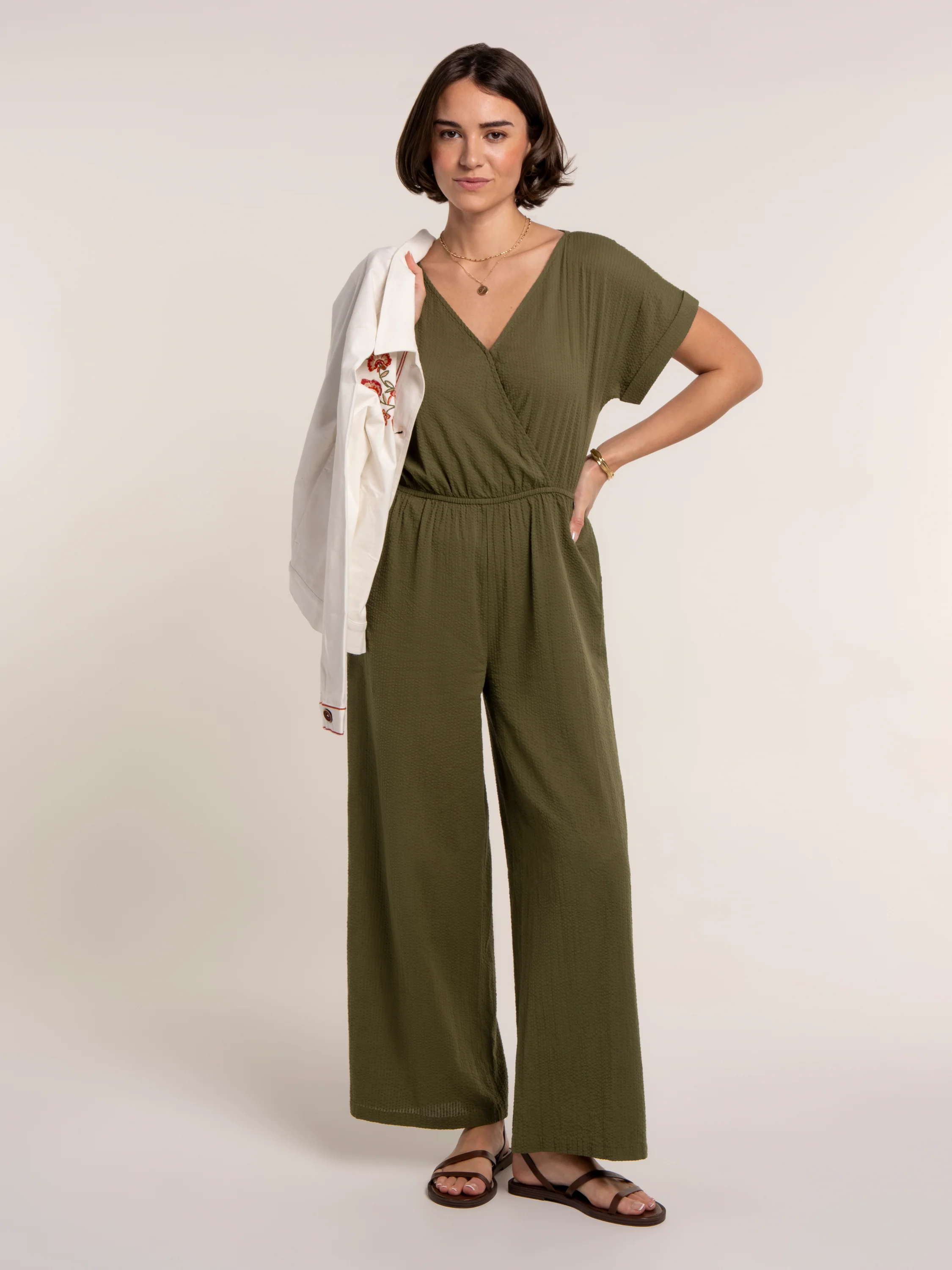 Ada Textured Wide Leg Jumpsuit - Image 5