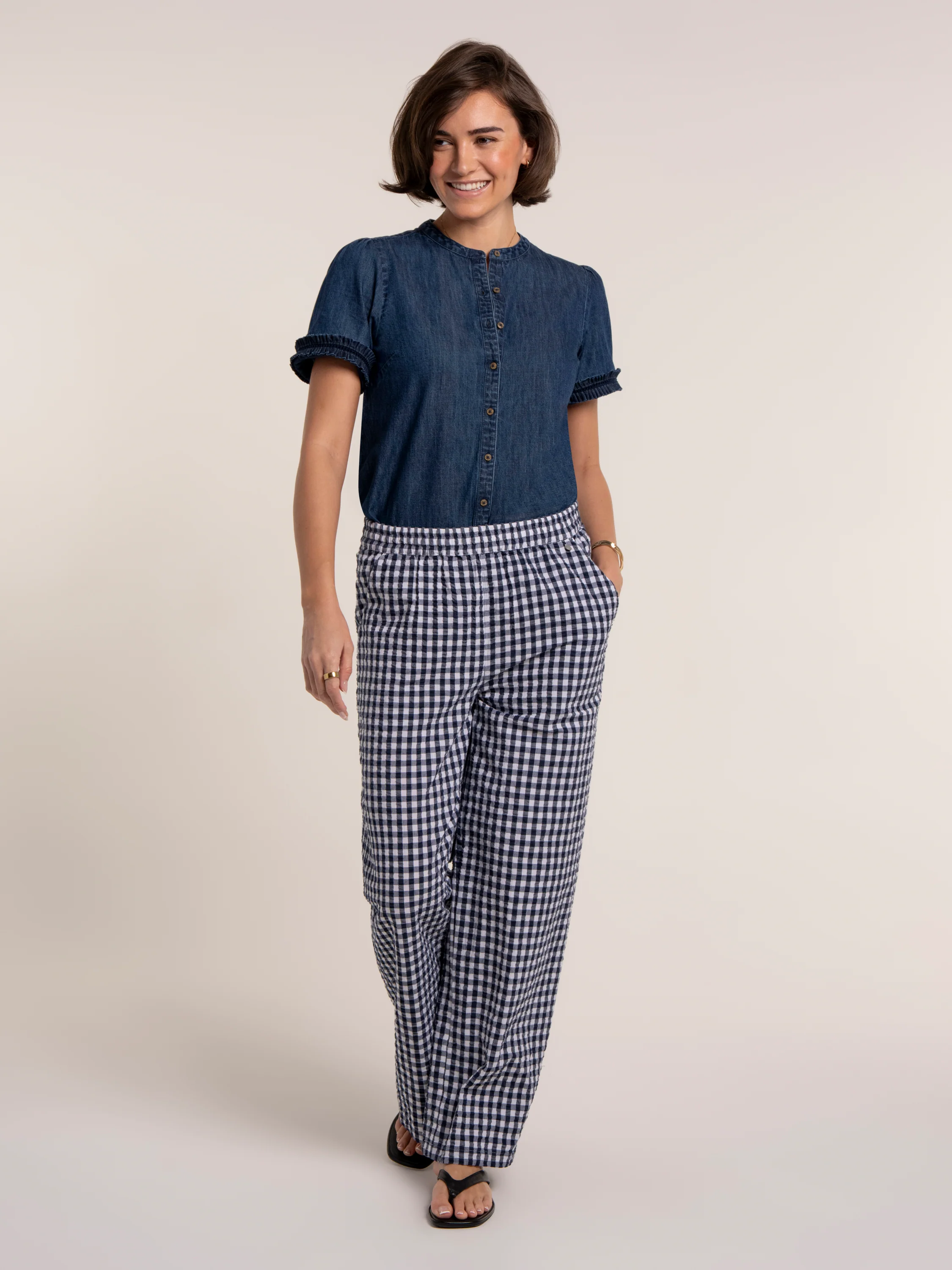 Aitana Gingham Wide Leg Trousers