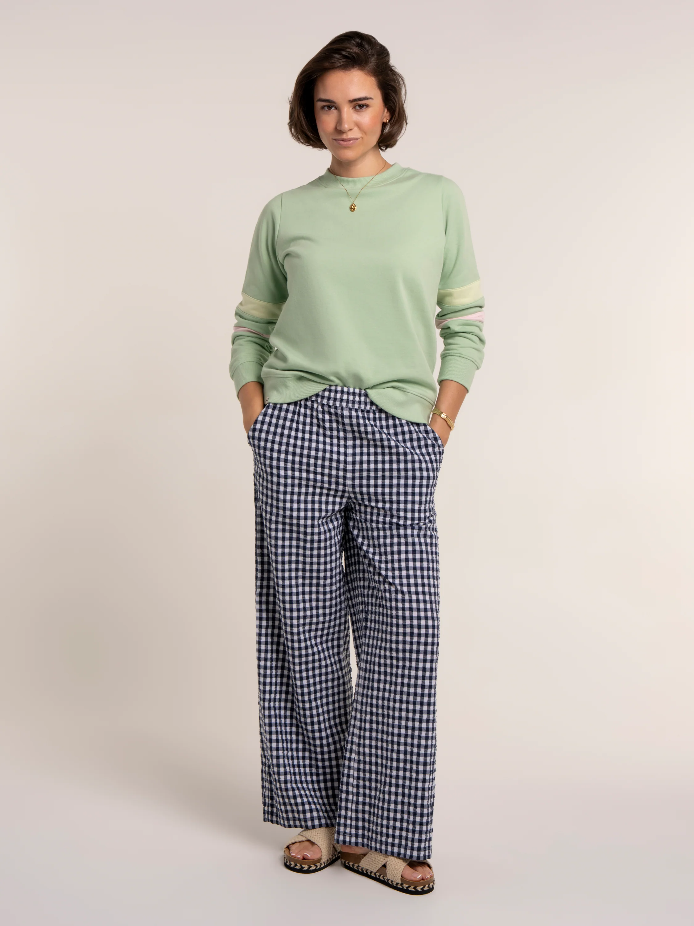 Aitana Gingham Wide Leg Trousers - Image 6