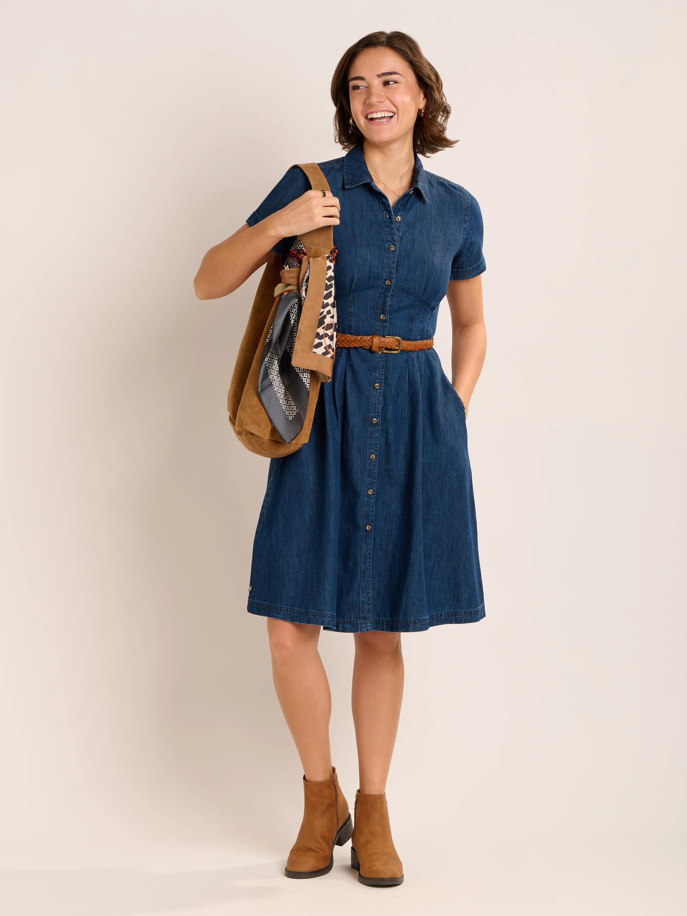 Antonia Knee Length Denim Dress - Image 3