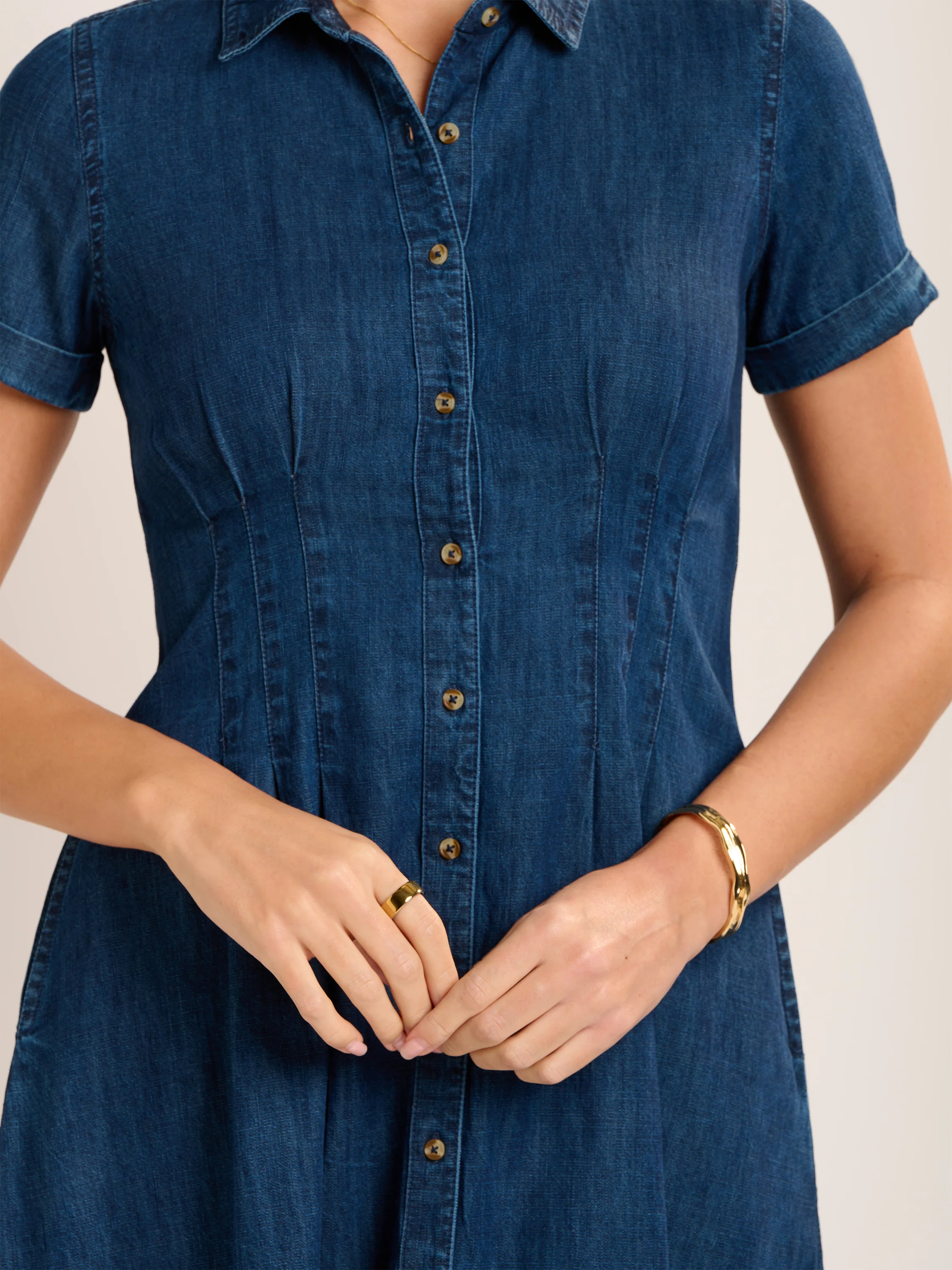 Antonia Knee Length Denim Dress - Image 7