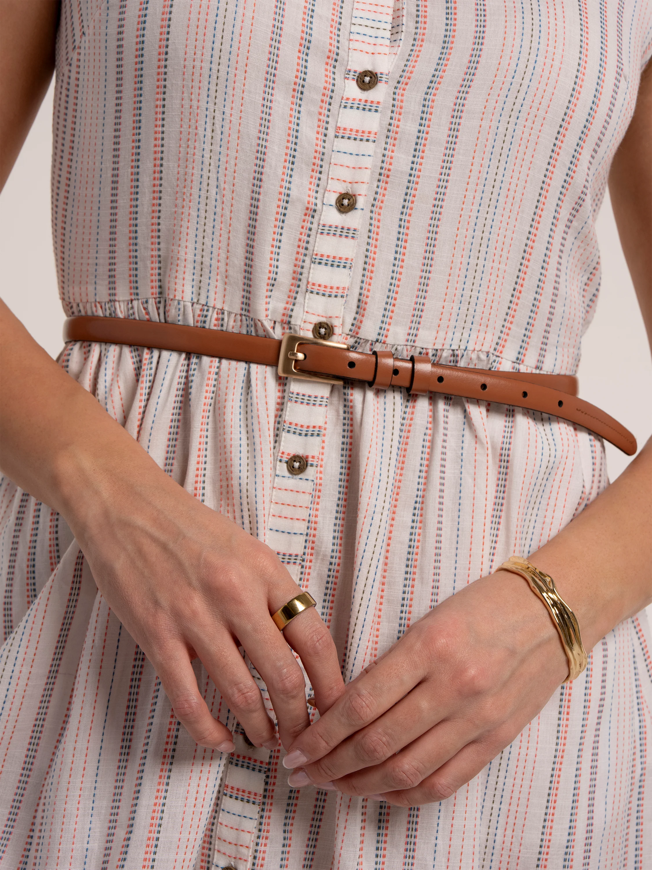 Areti Stripe Textured Knee Length Dress - Image 5
