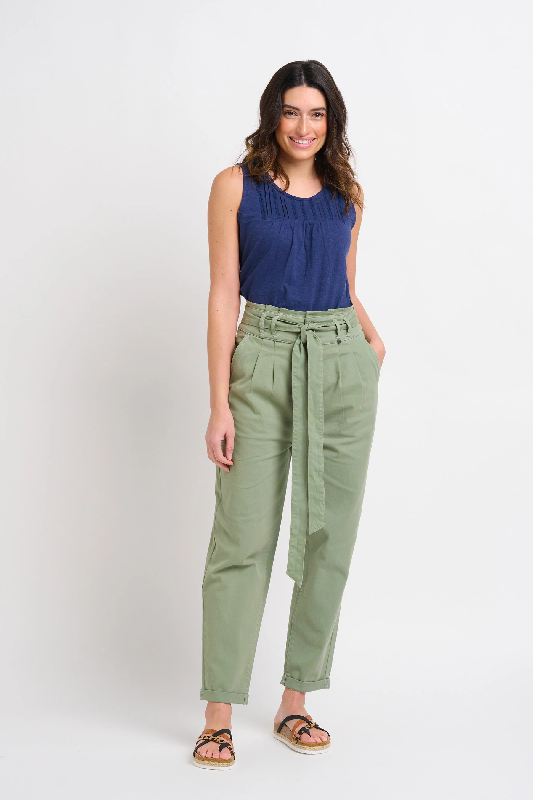 Belted Pleat Front Trousers - Image 3
