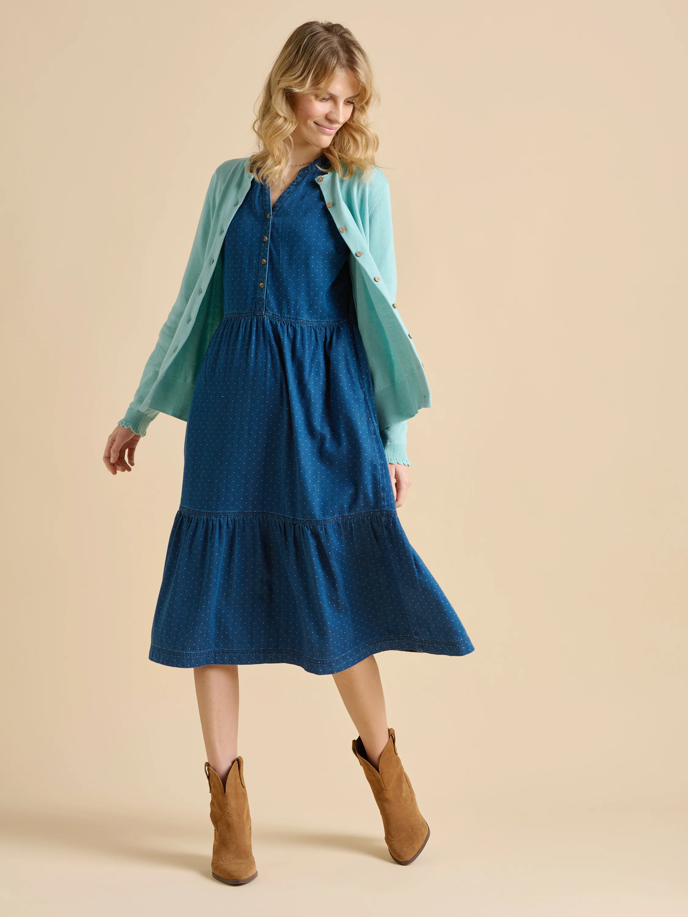 Blue Frill Neck Cardigan - Image 2