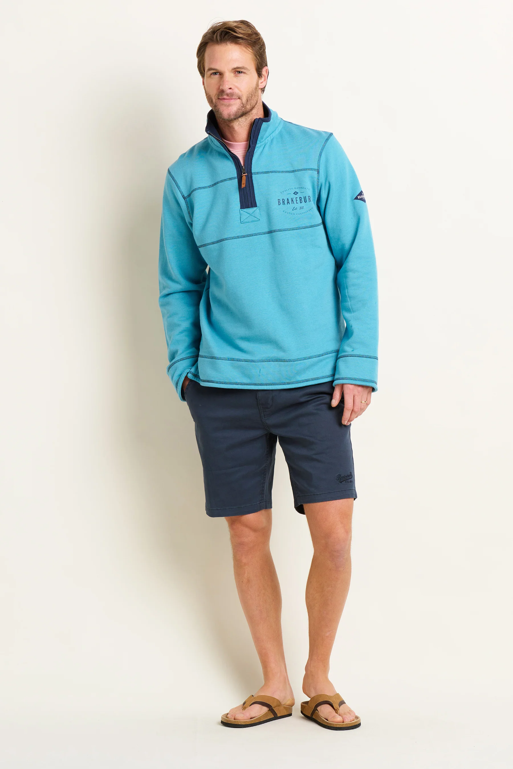 Blue Marl Quarter Zip Sweat - Image 4