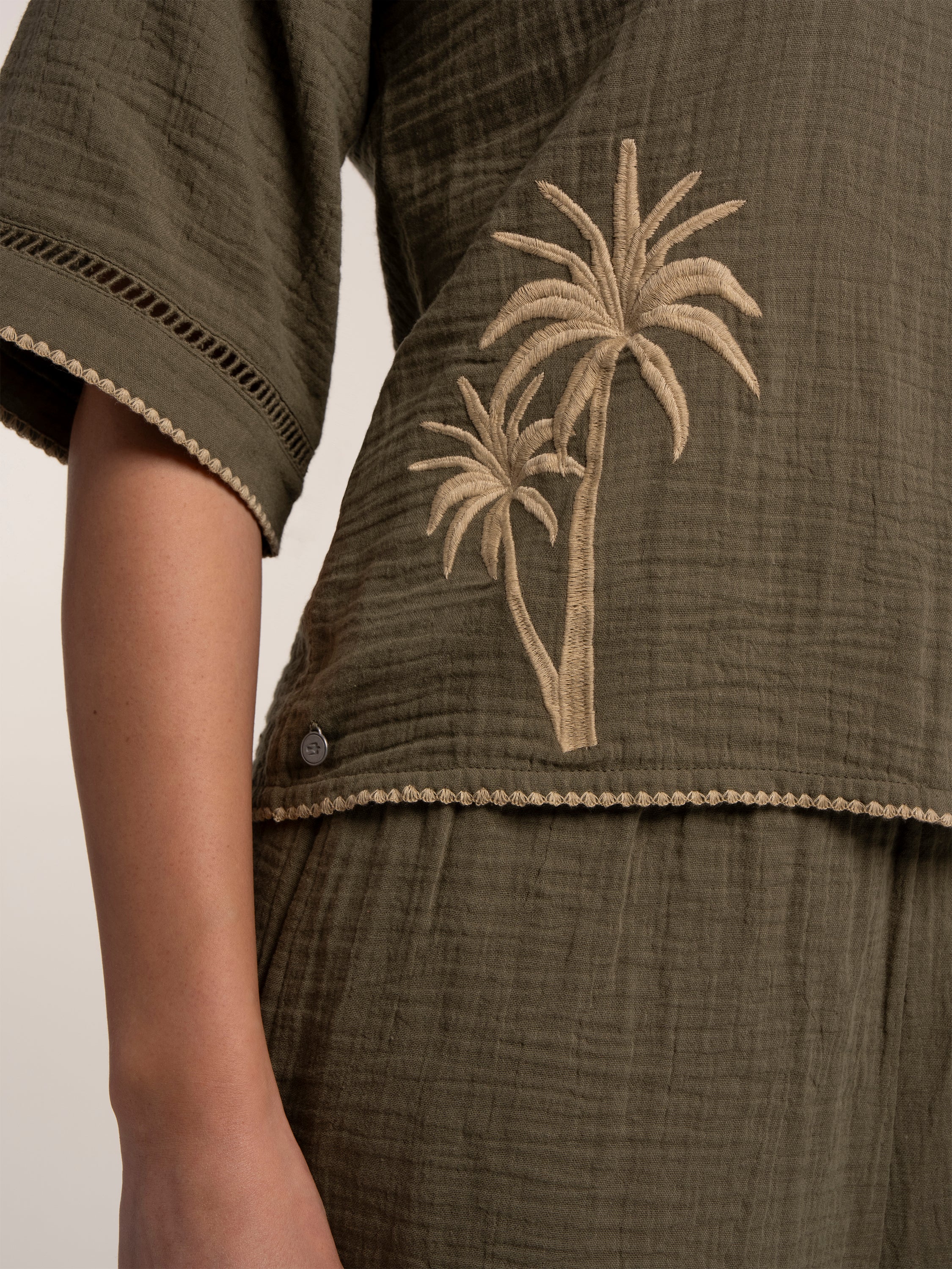Bruna Embroidered Double Cloth Blouse - Image 3