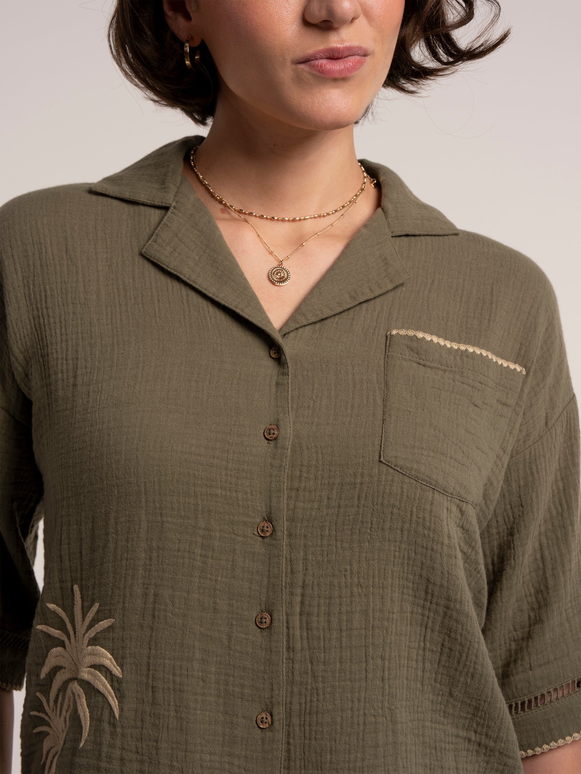 Bruna Embroidered Double Cloth Blouse - Image 7