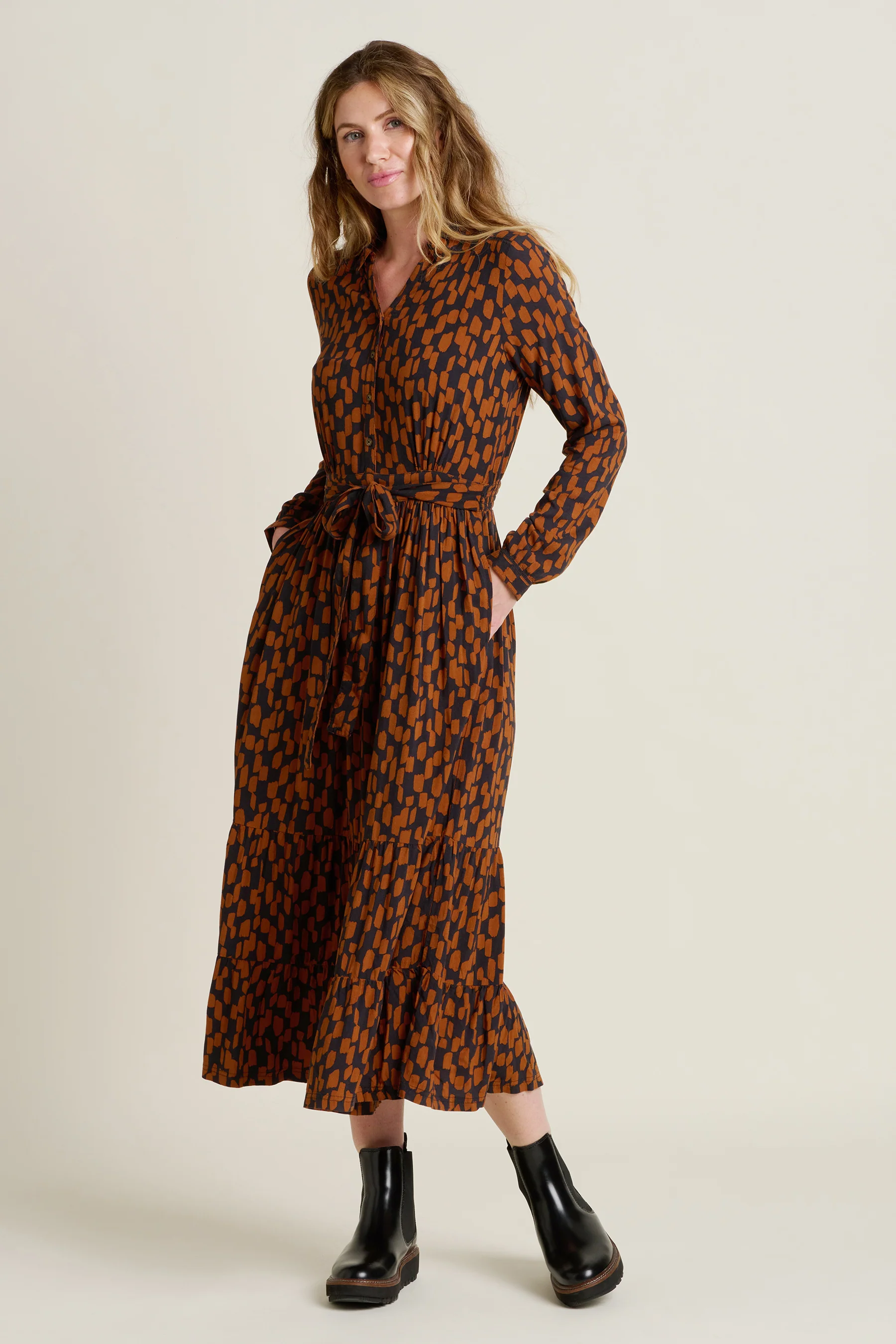 Brush Strokes Maxi Shirt Dress - Image 4