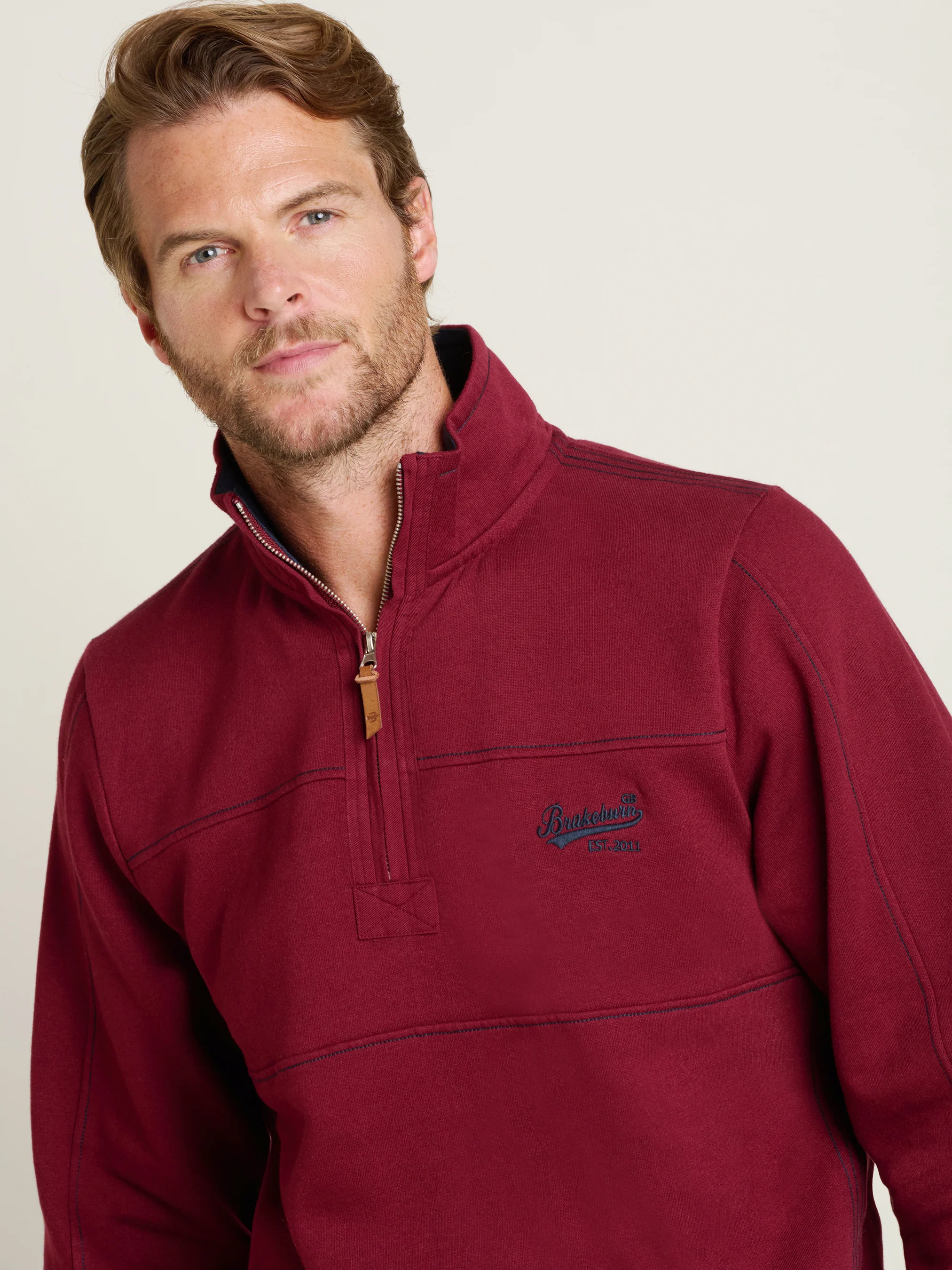 Burgundy Quarter Zip Sweatshirt - Image 3