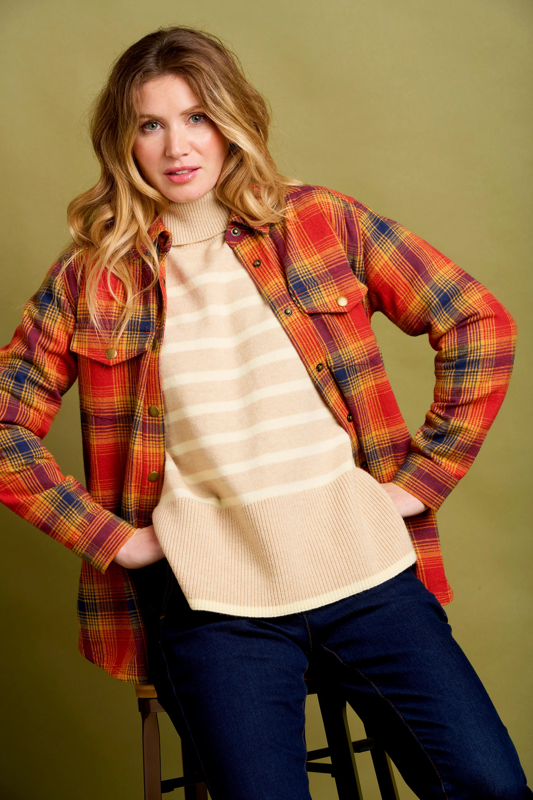 Chunky Stripe Knitted Roll Neck - Image 5