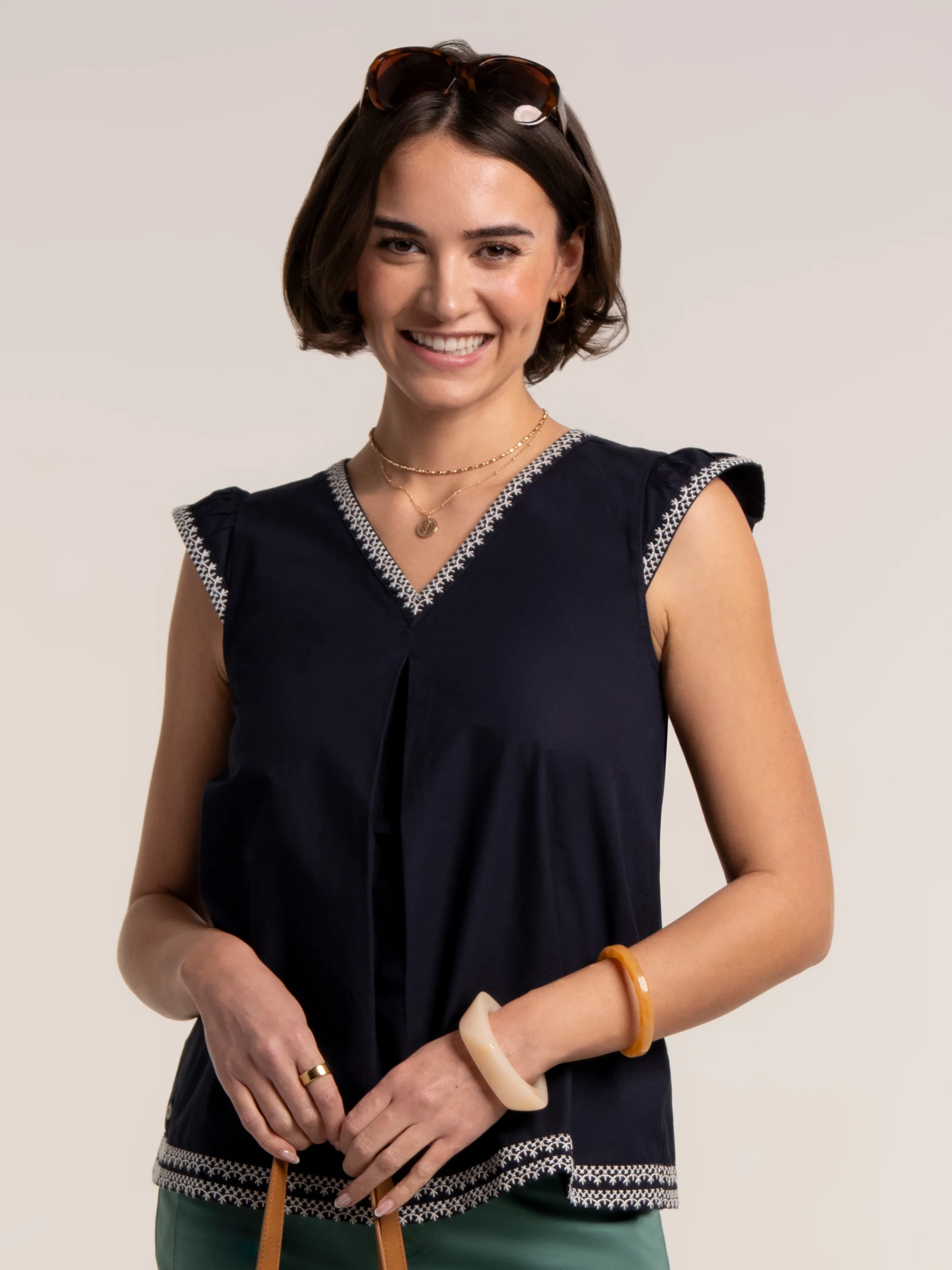 Clement Embroidered Sleeveless Blouse - Image 7