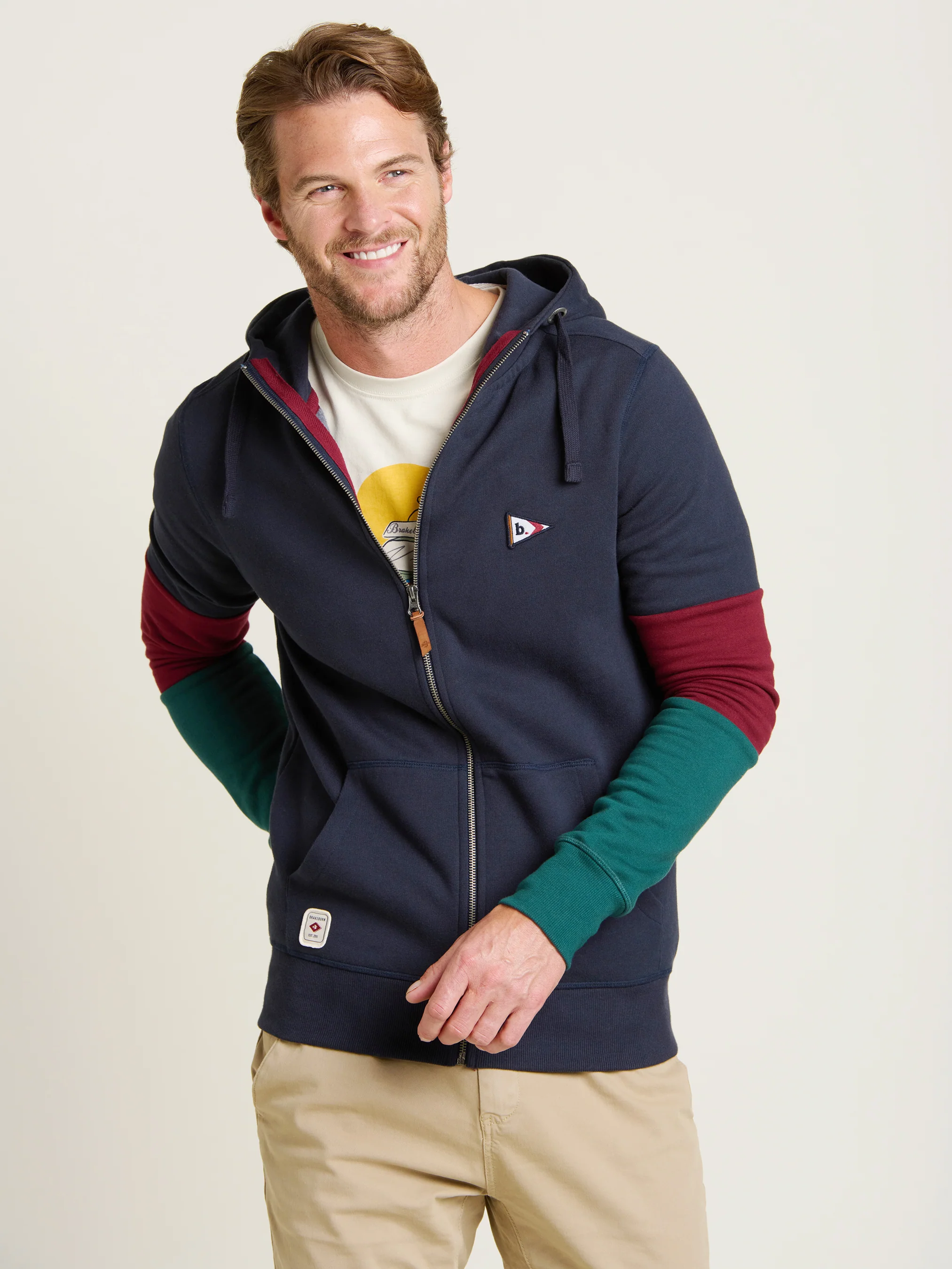 Colour Block Zip Thru Hoodie - Image 3