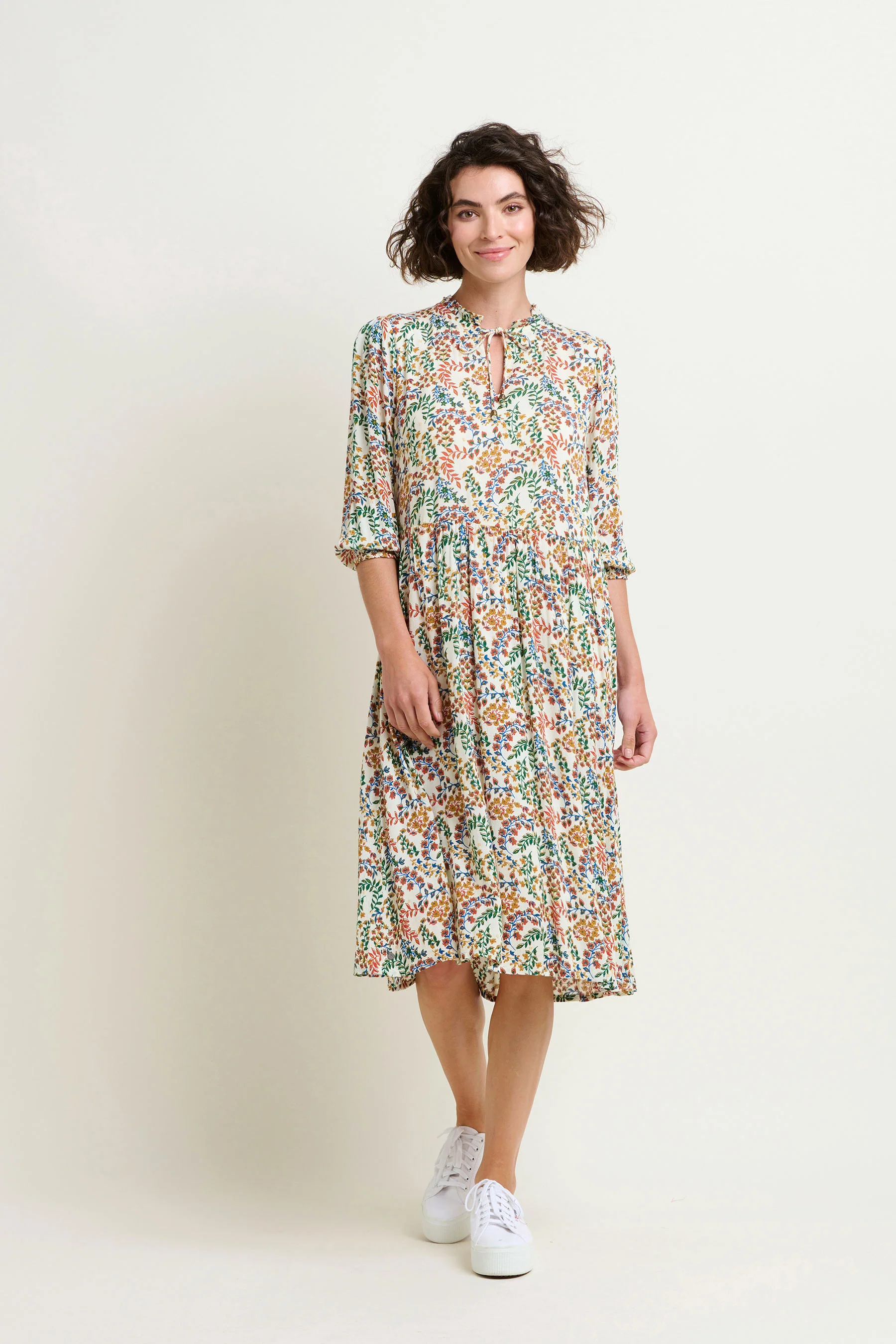 Cream Floral Paisley Midi Dress - Image 4