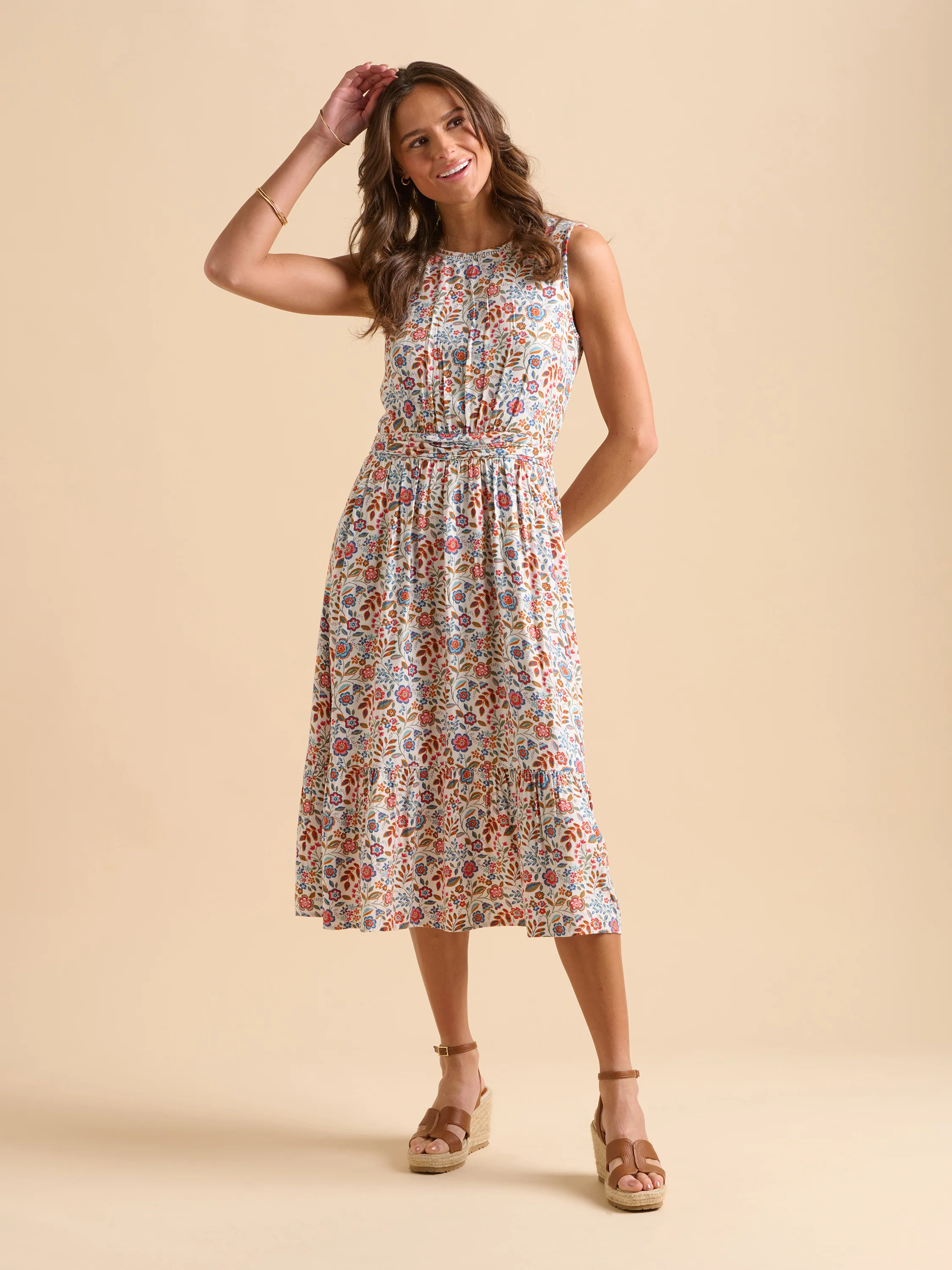 Cream Secret Garden Midi Dress - Image 6