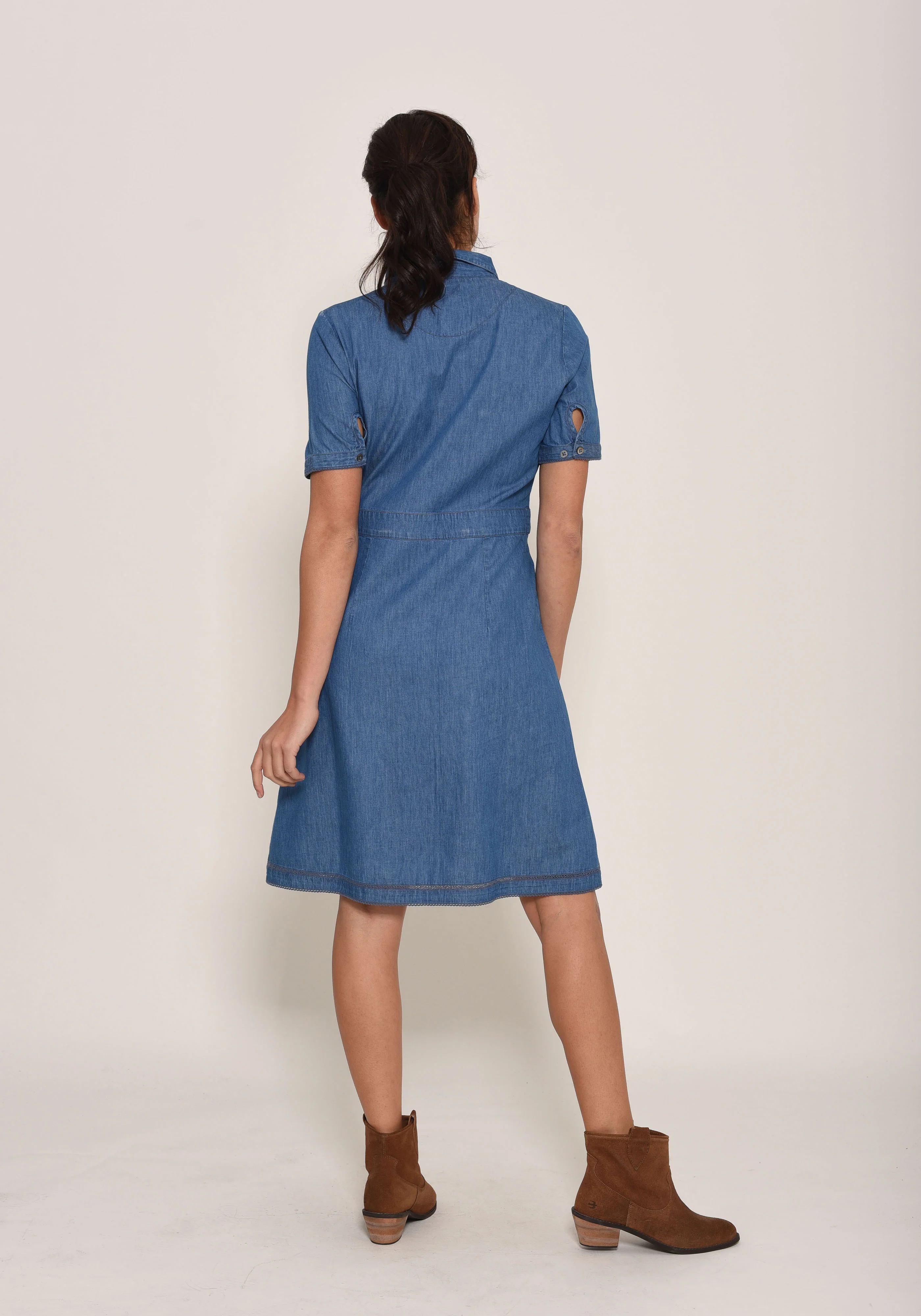 Short Sleeve Denim Dress - Image 4