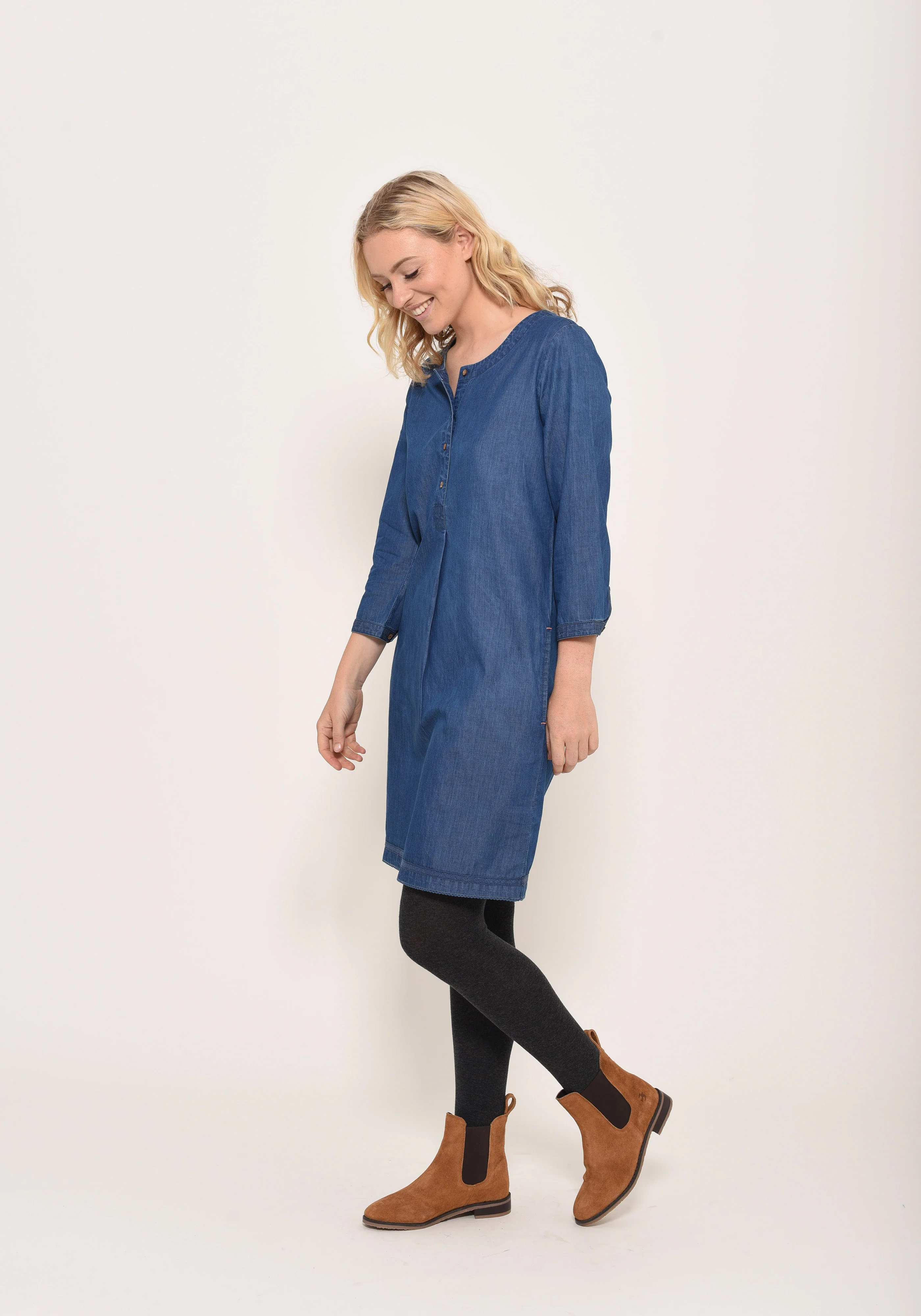 Denim Pleat Dress - Image 2