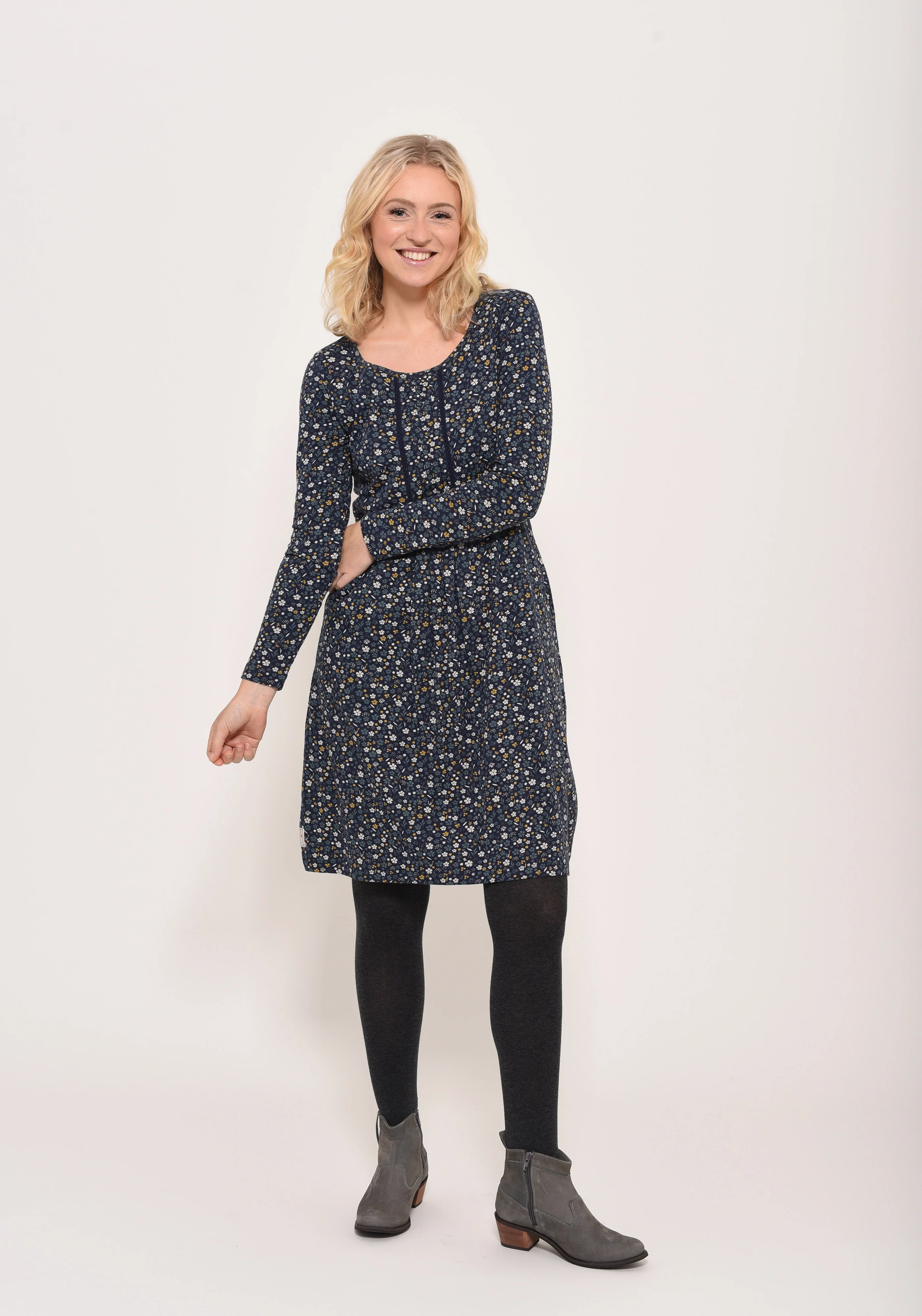 Ditsy Pleated Dress - Image 2