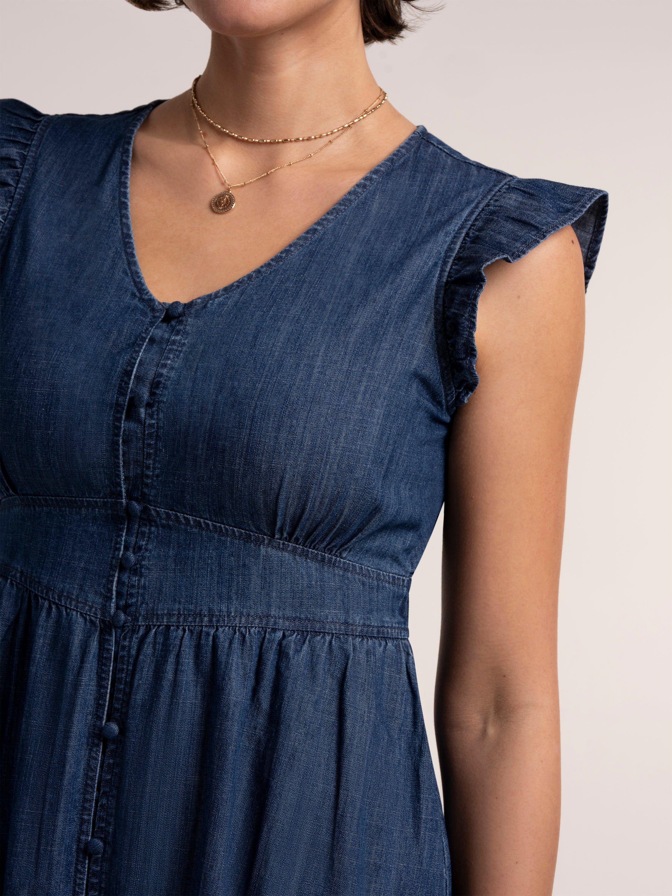 Elowen Denim Knee Length Dress - Image 3