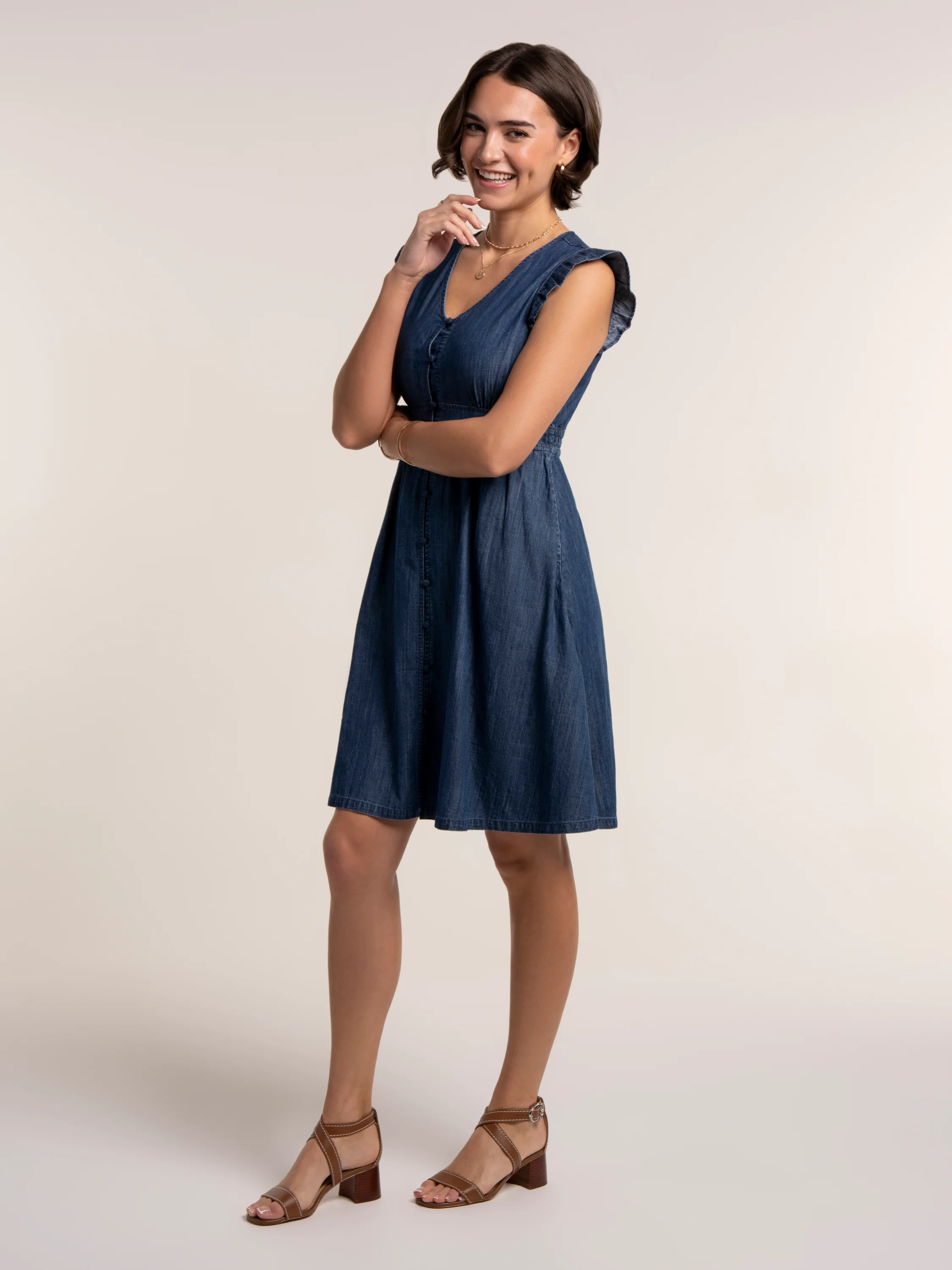 Elowen Denim Knee Length Dress - Image 4