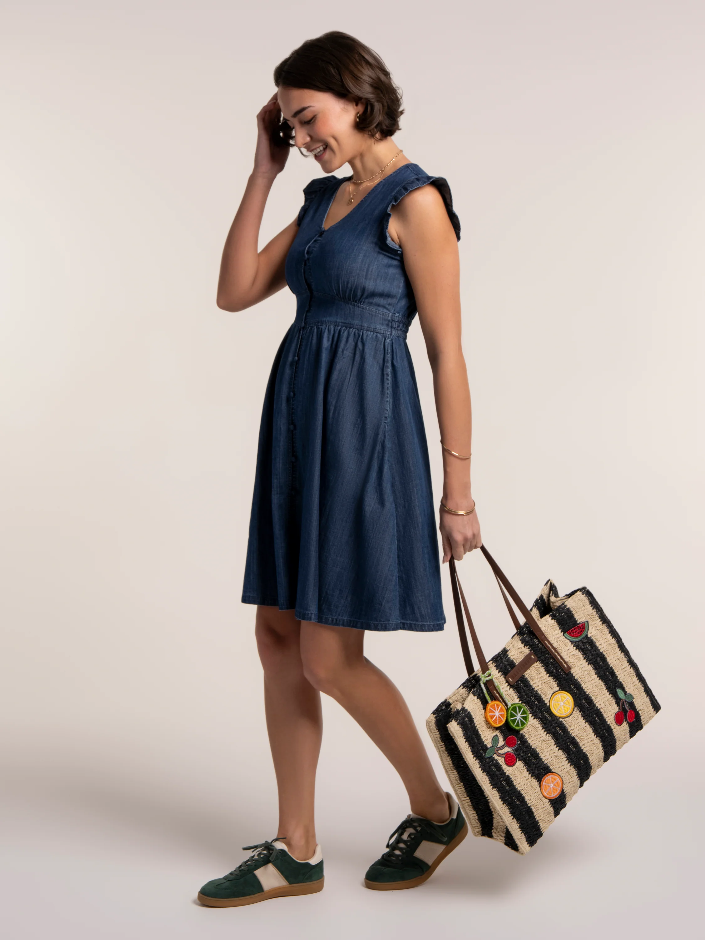 Elowen Denim Knee Length Dress - Image 7