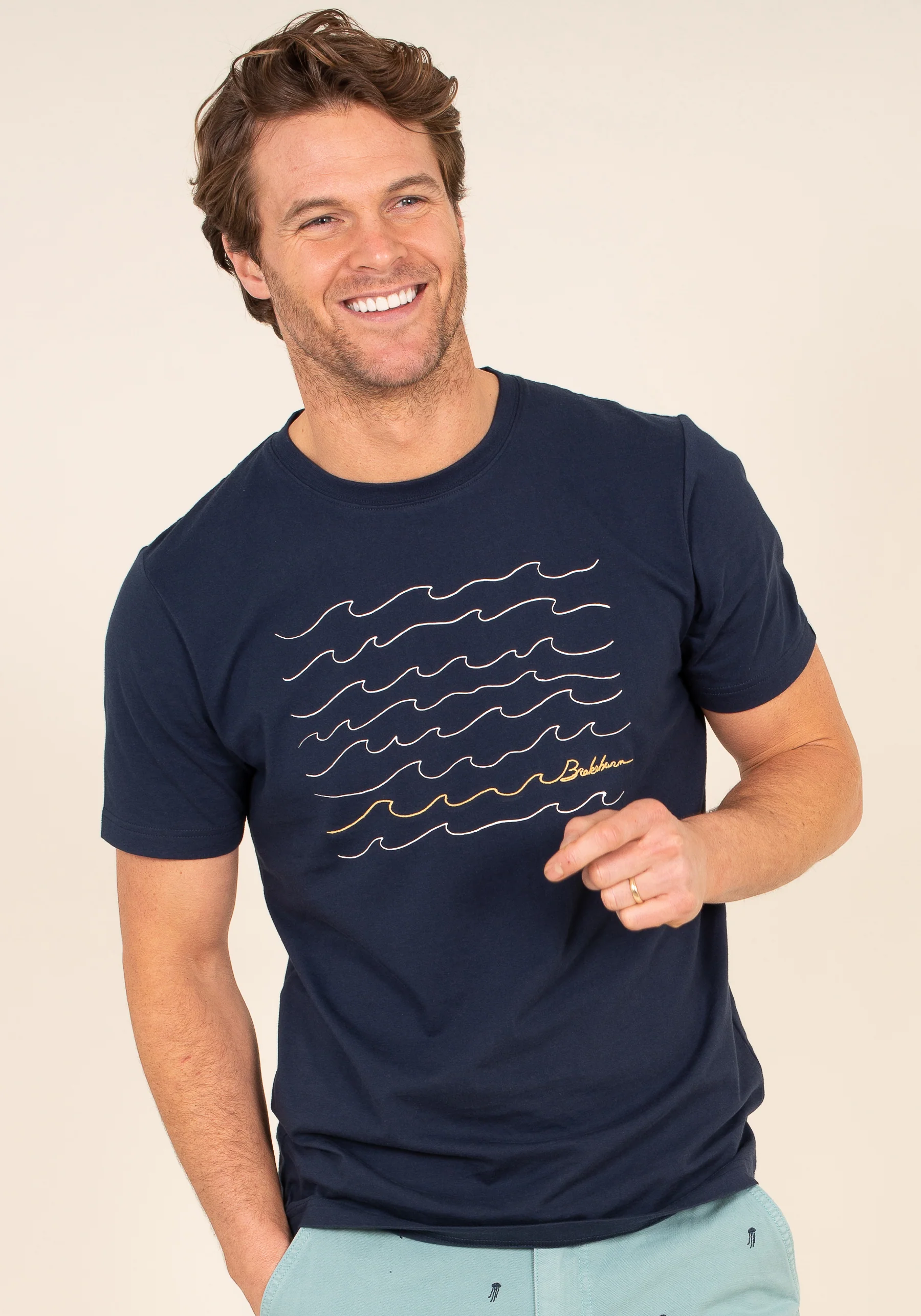 Organic Cotton Embroidered Waves T-Shirt - Image 2
