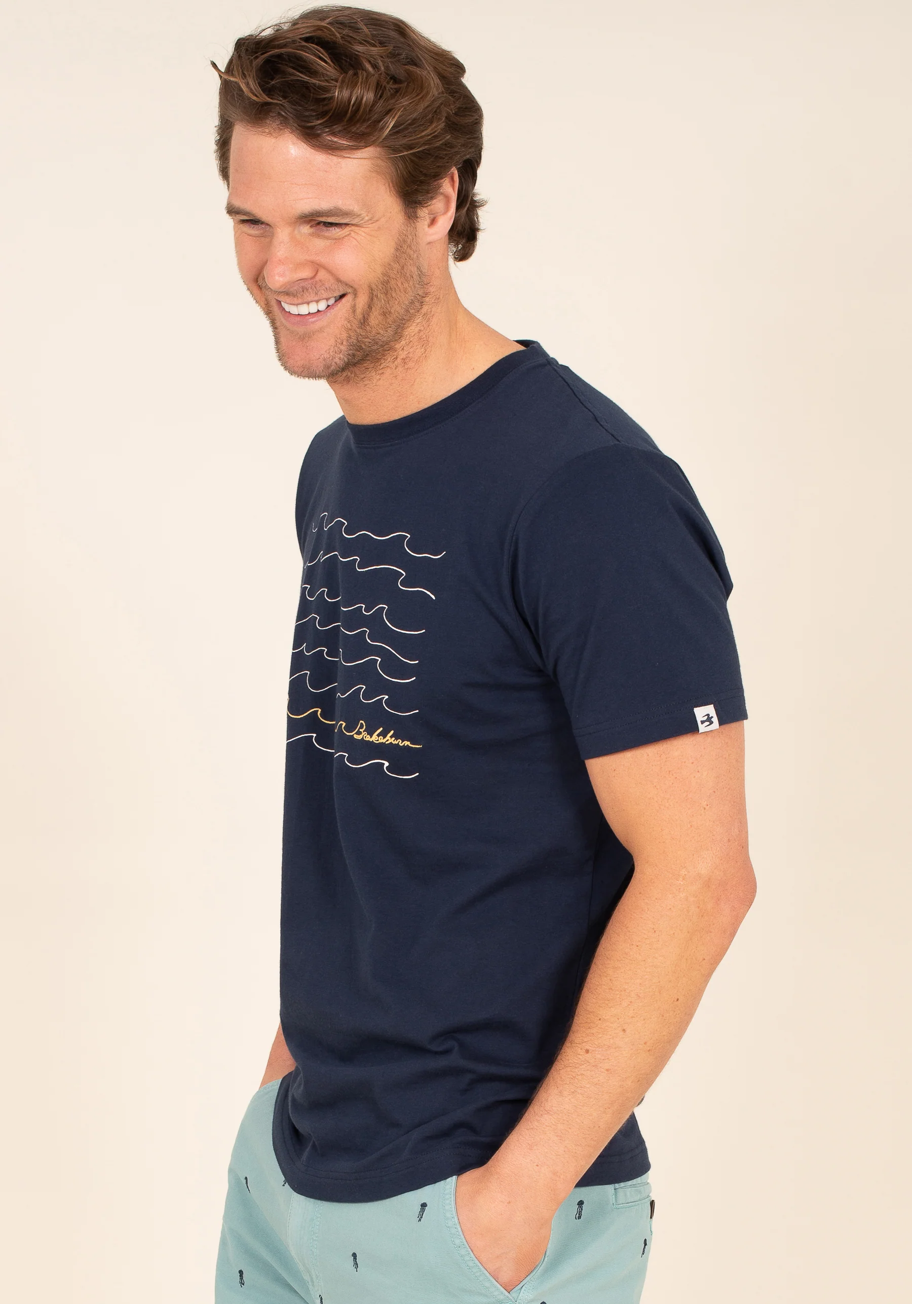 Organic Cotton Embroidered Waves T-Shirt - Image 4