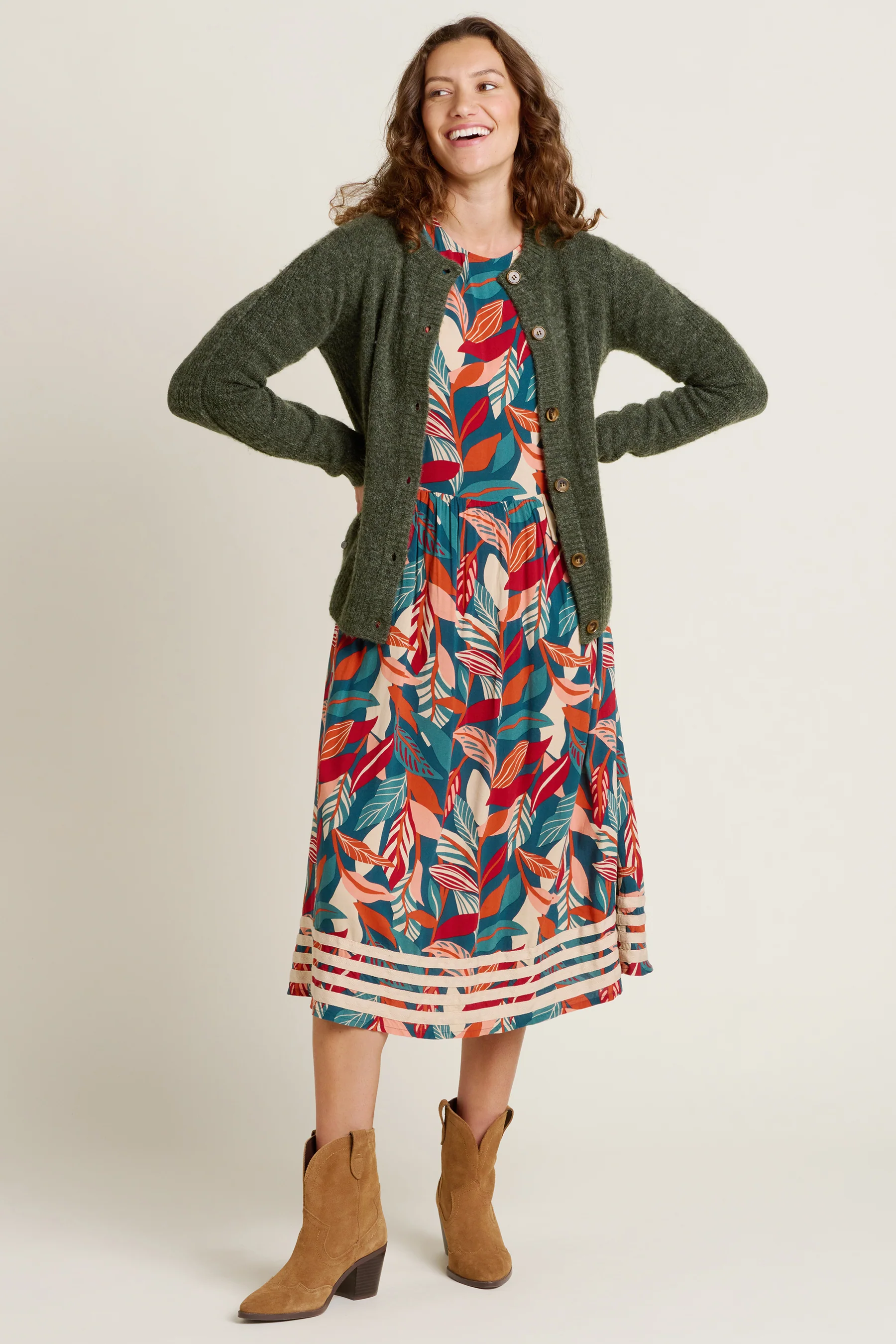 Evergreen Leaves Midi Dress - Image 3