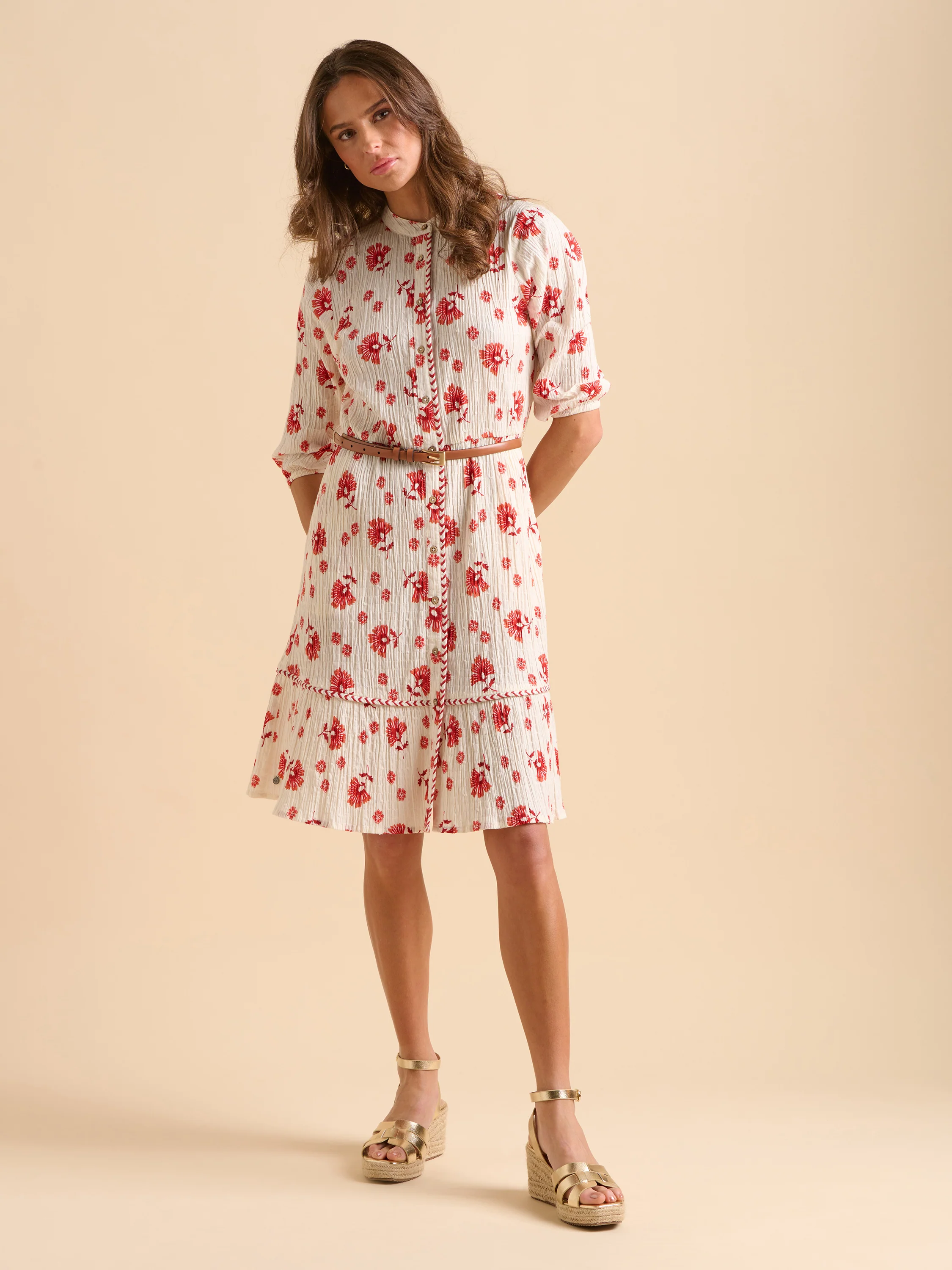 Fan Floral Knee Length Dress - Image 6