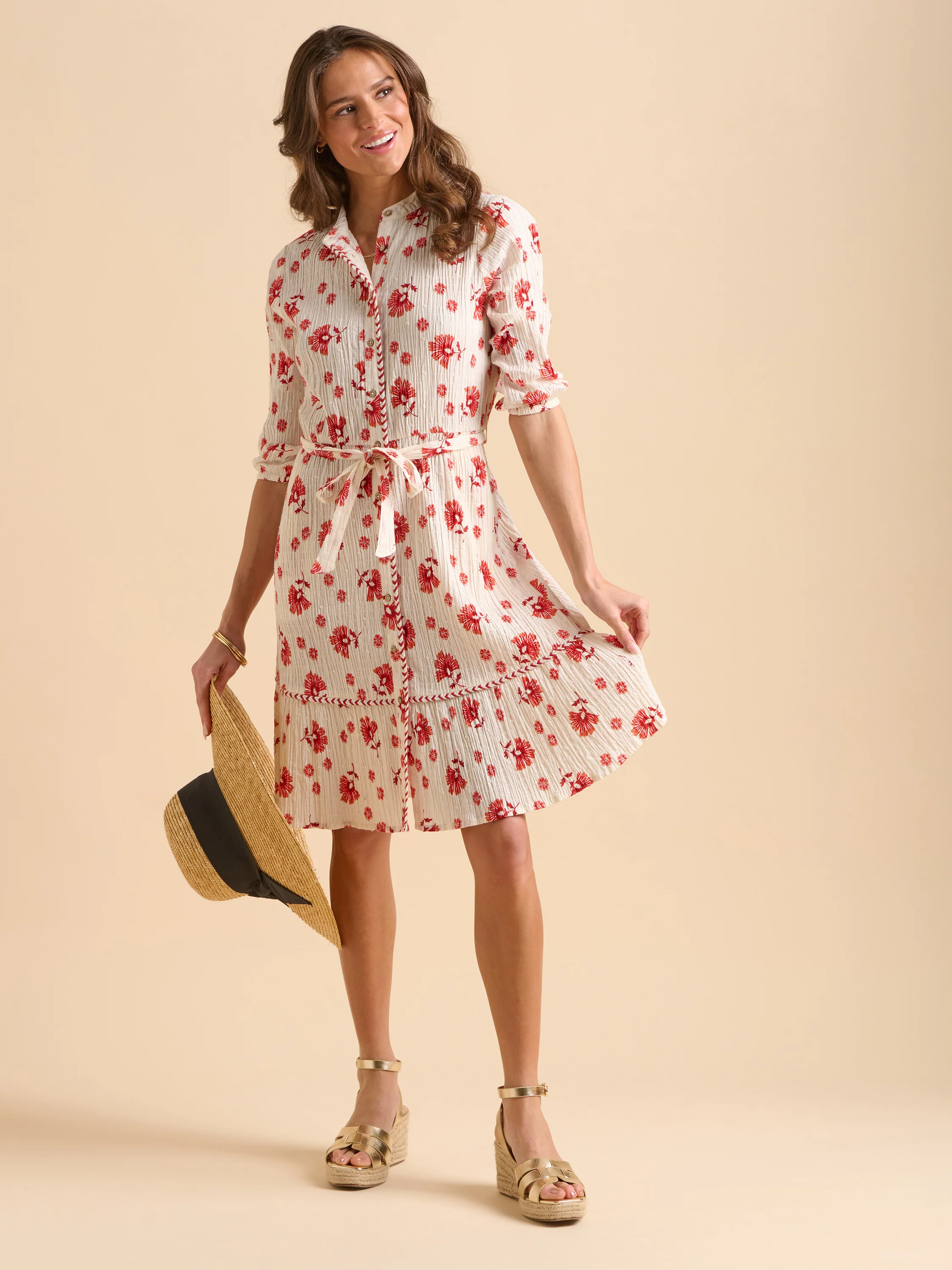 Fan Floral Knee Length Dress - Image 7