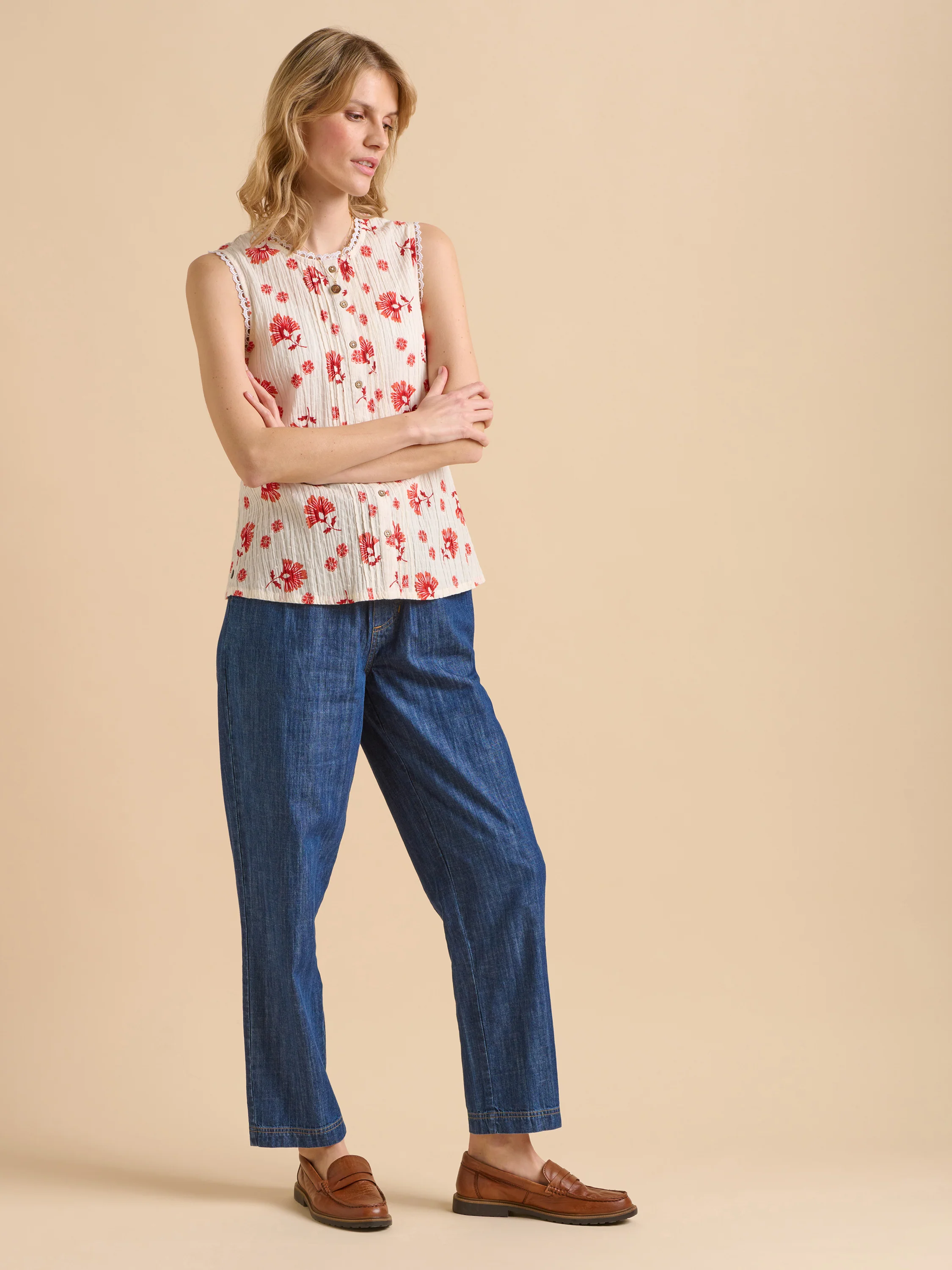 Fan Floral Sleeveless Blouse - Image 5