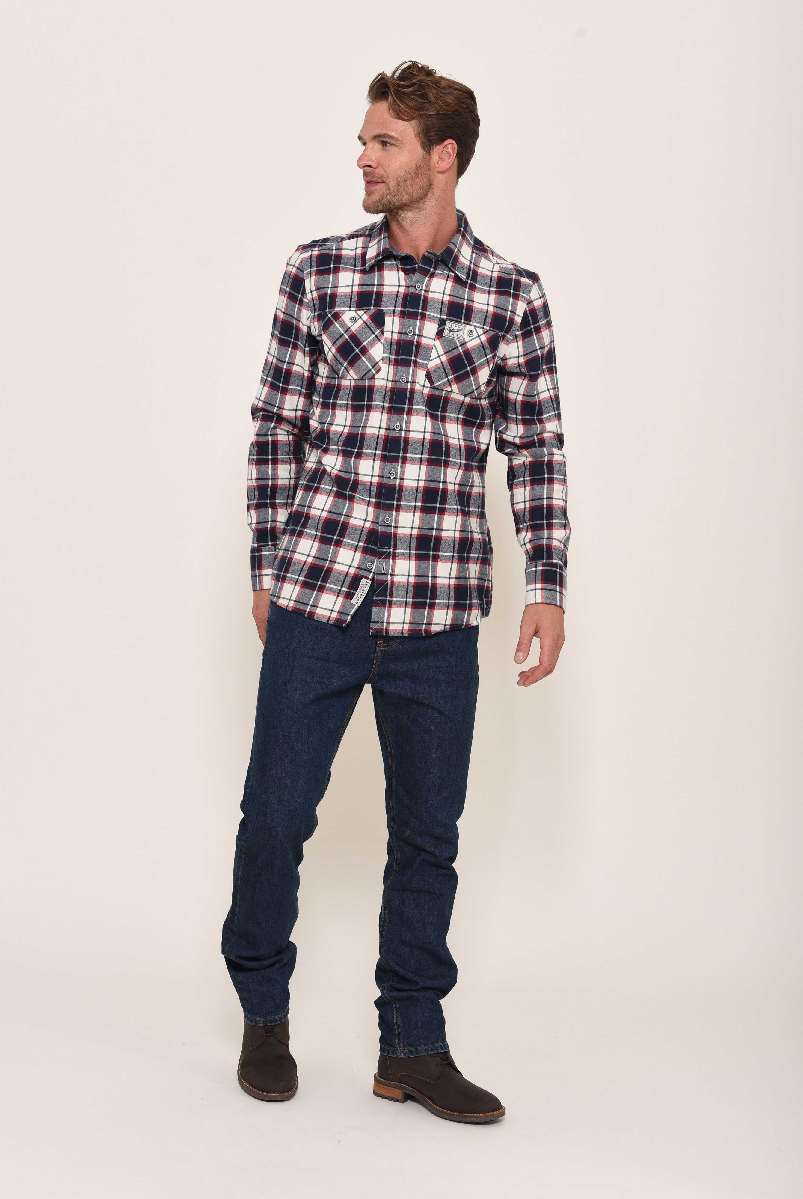 Flannel Check Shirt Ecru - Image 2