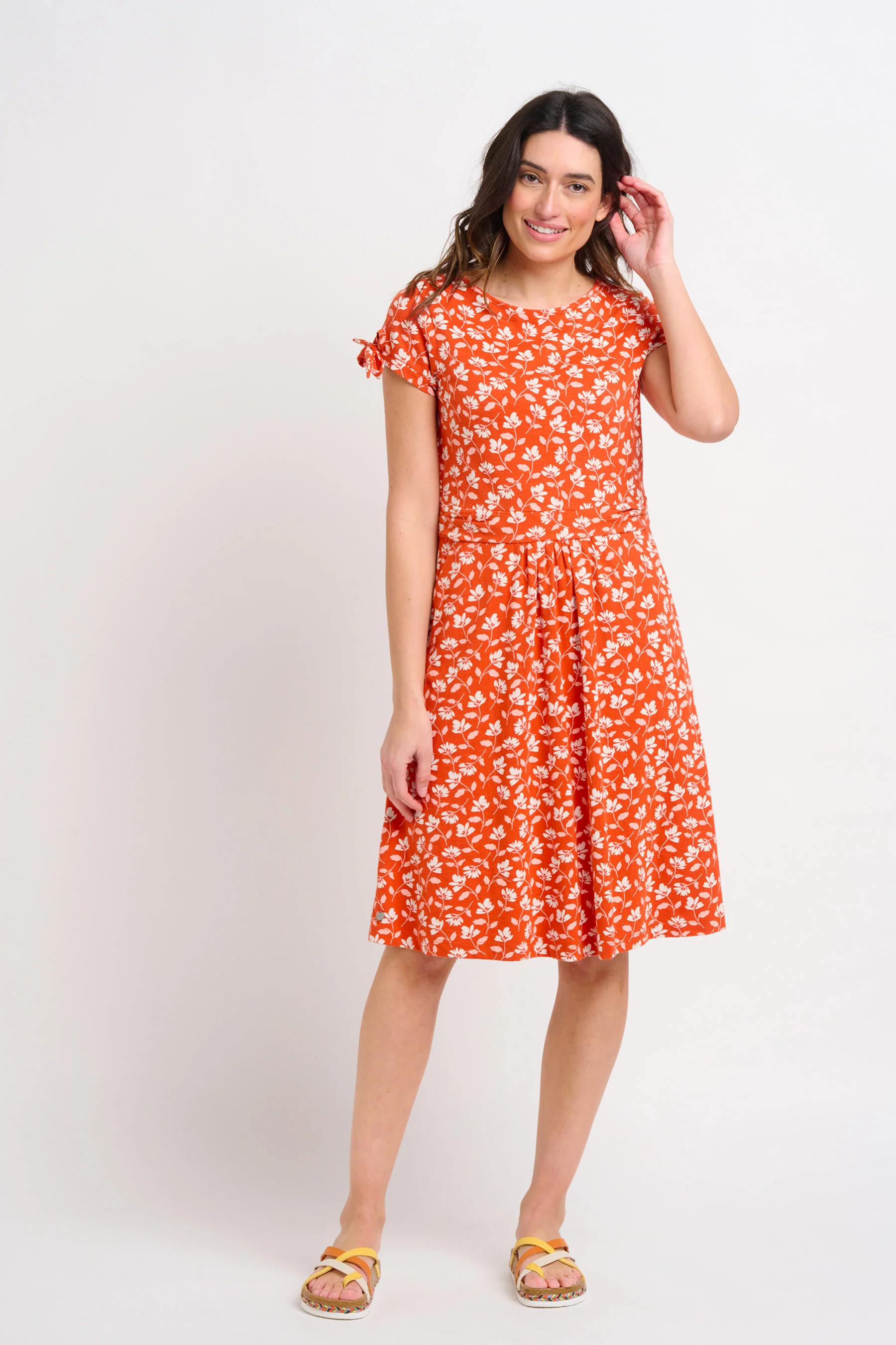 Floating Floral Tie Sleeve Dress - Image 4