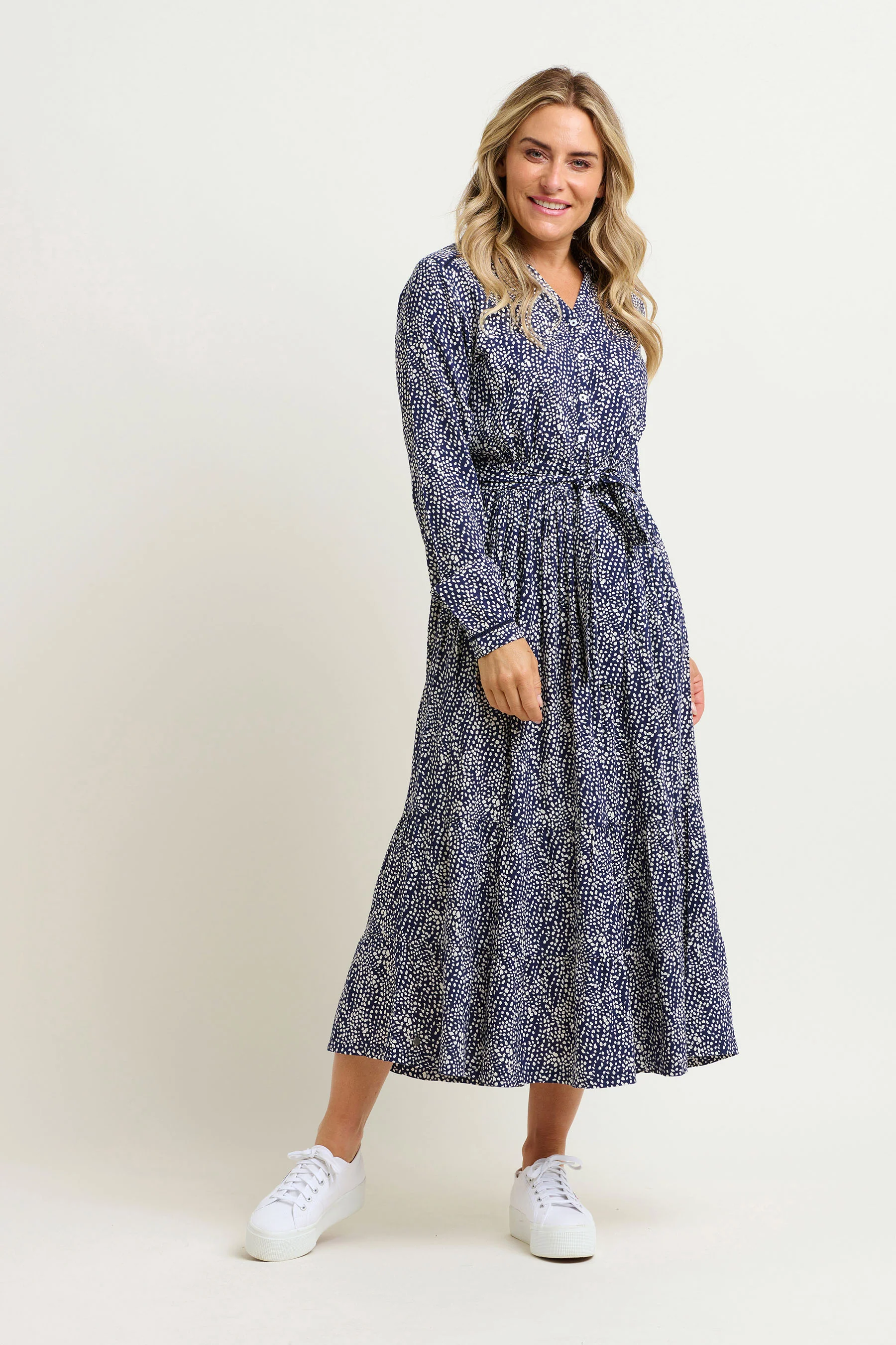 Flowing Spots Maxi Shirt Dress - Image 2