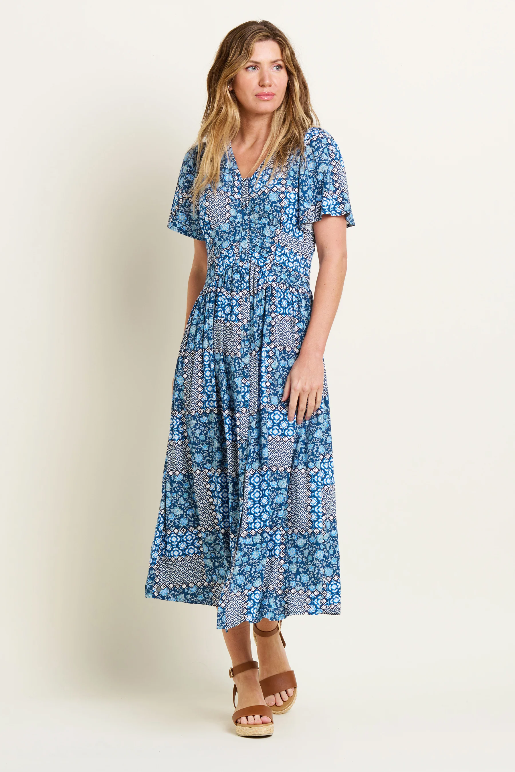 Folk Floral Patchwork Dress - Image 2