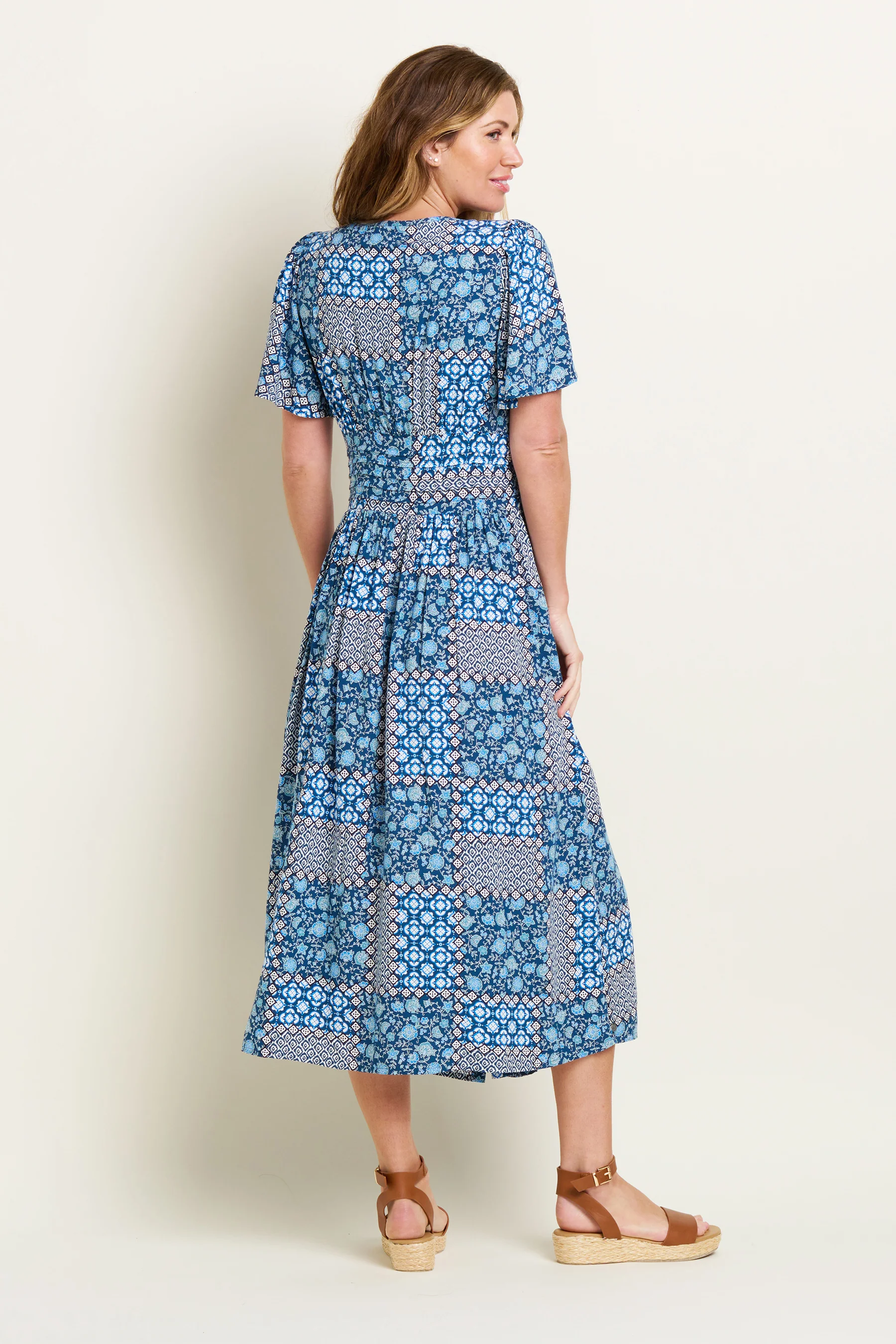 Folk Floral Patchwork Dress - Image 3
