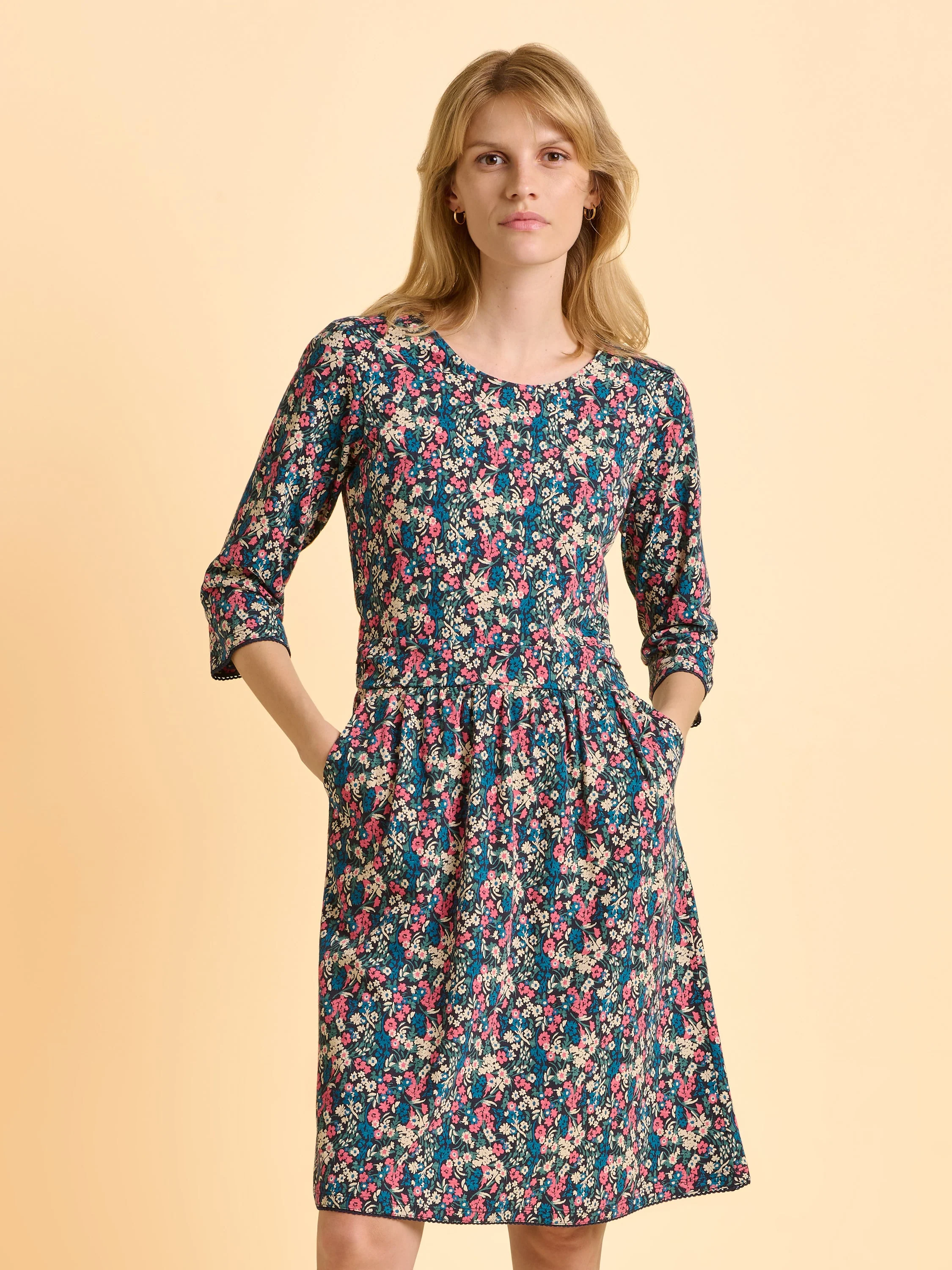 Freya Navy Jersey Knee Length Dress