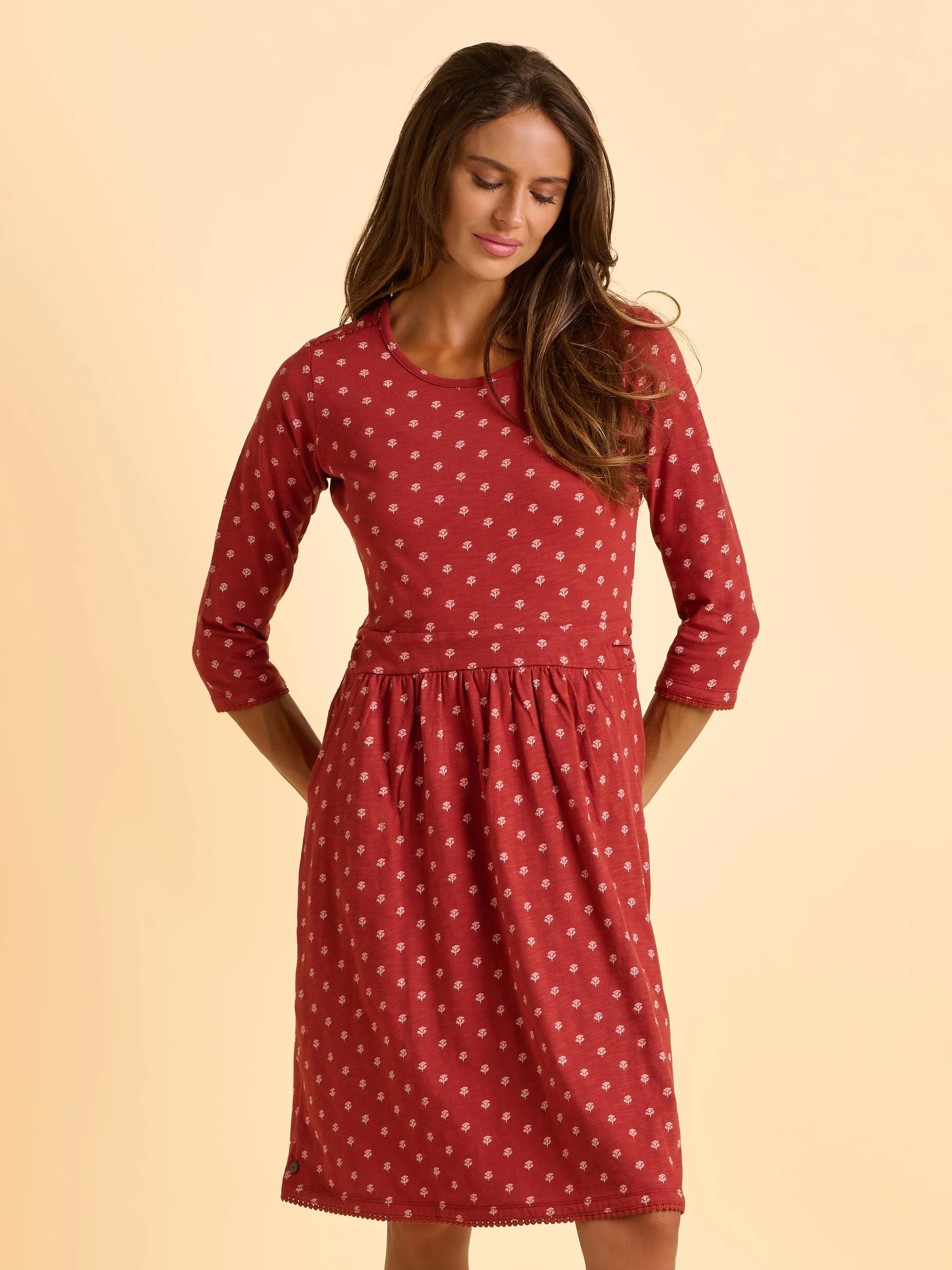 Freya Red Jersey Knee Length Dress