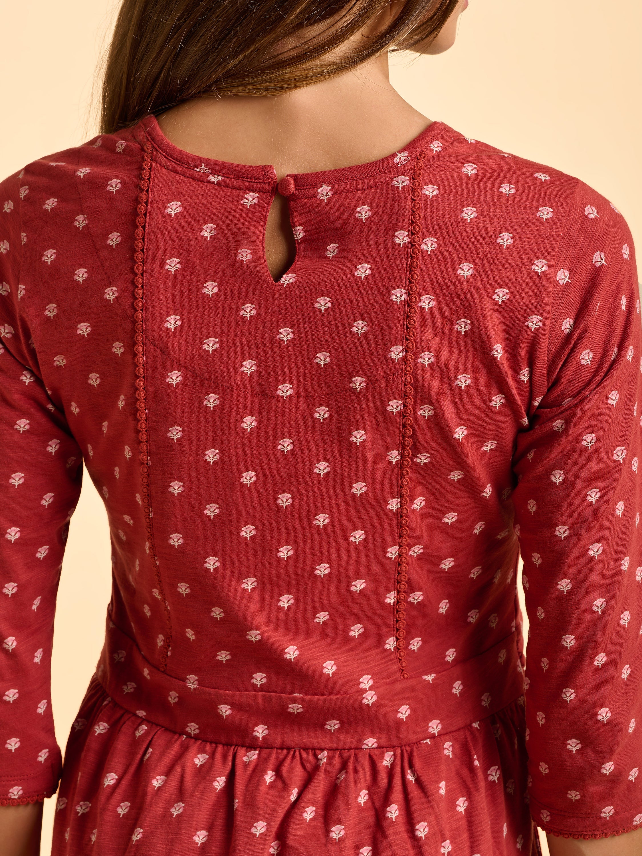 Freya Red Jersey Knee Length Dress - Image 4