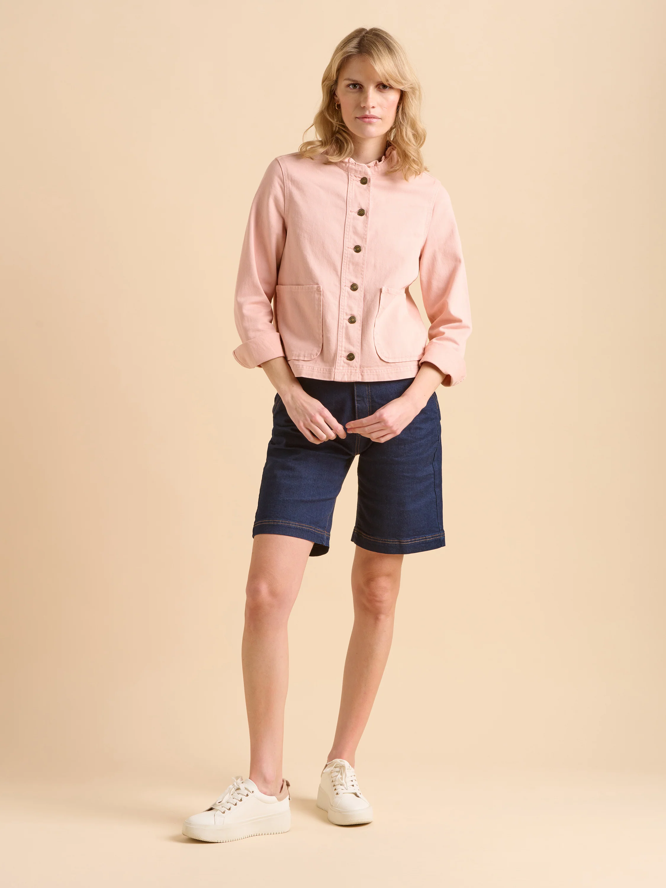 Frill Neck Denim Jacket - Image 4