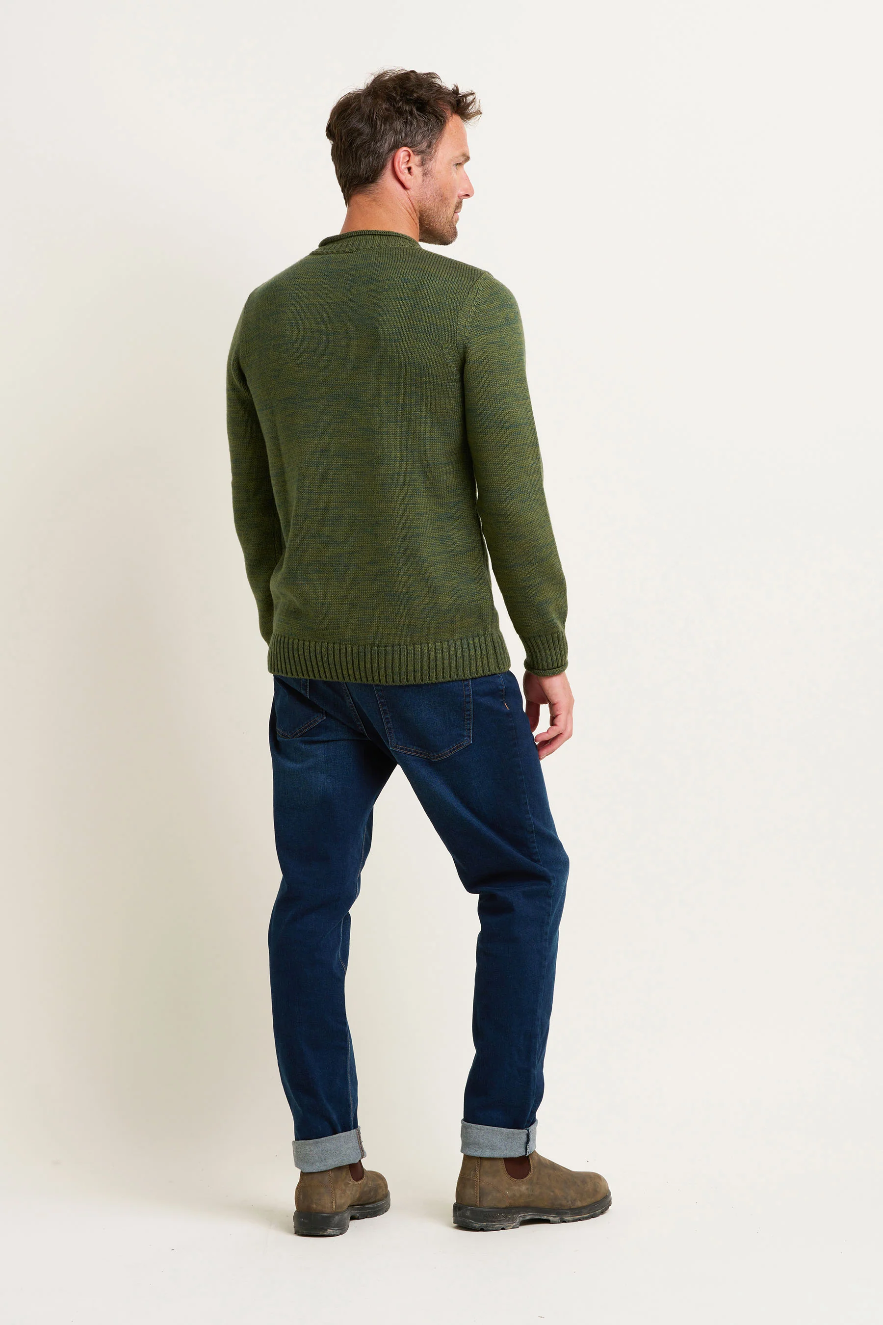 Khaki Crew Neck Jumper - Image 3