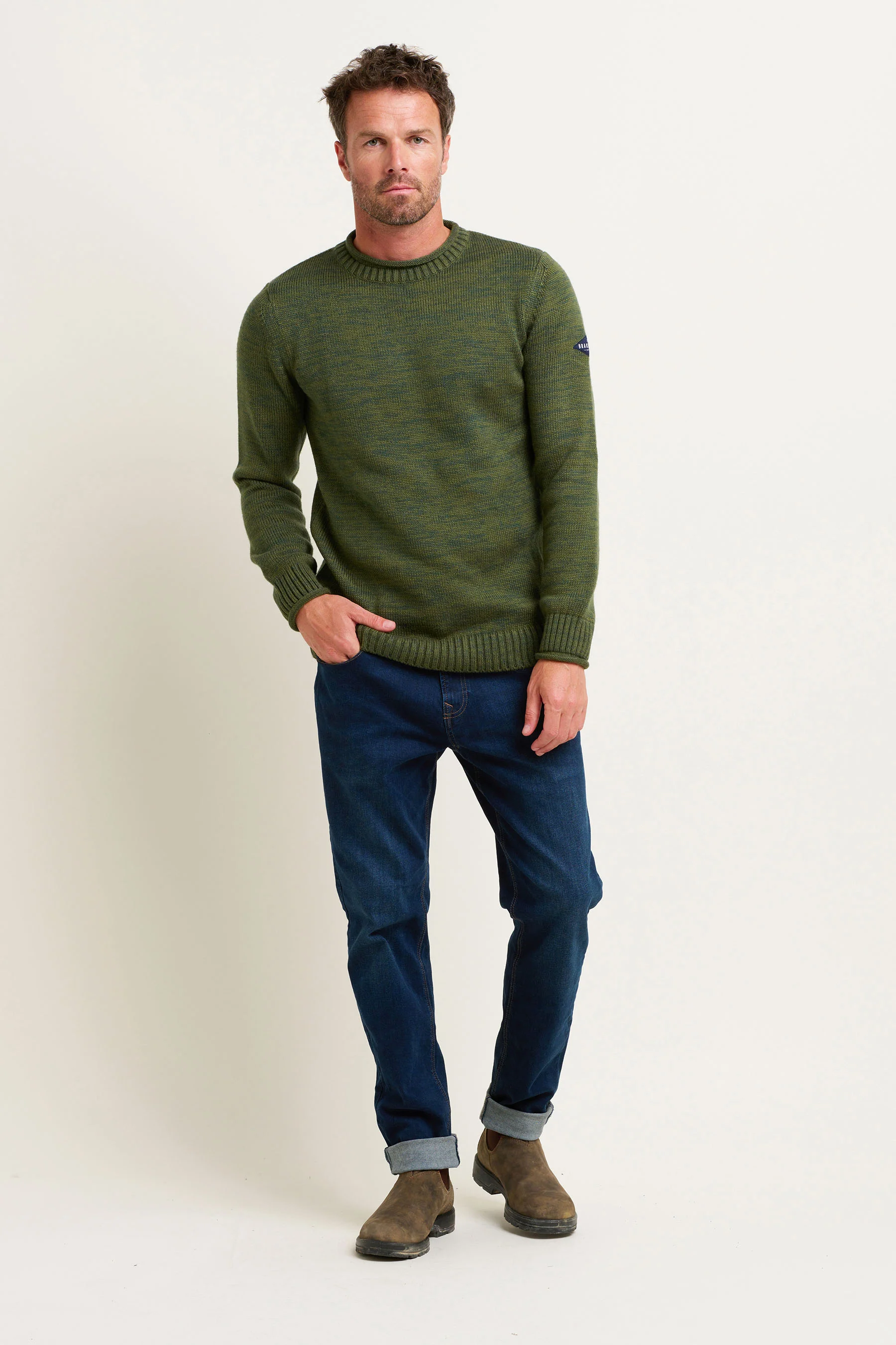 Khaki Crew Neck Jumper - Image 5