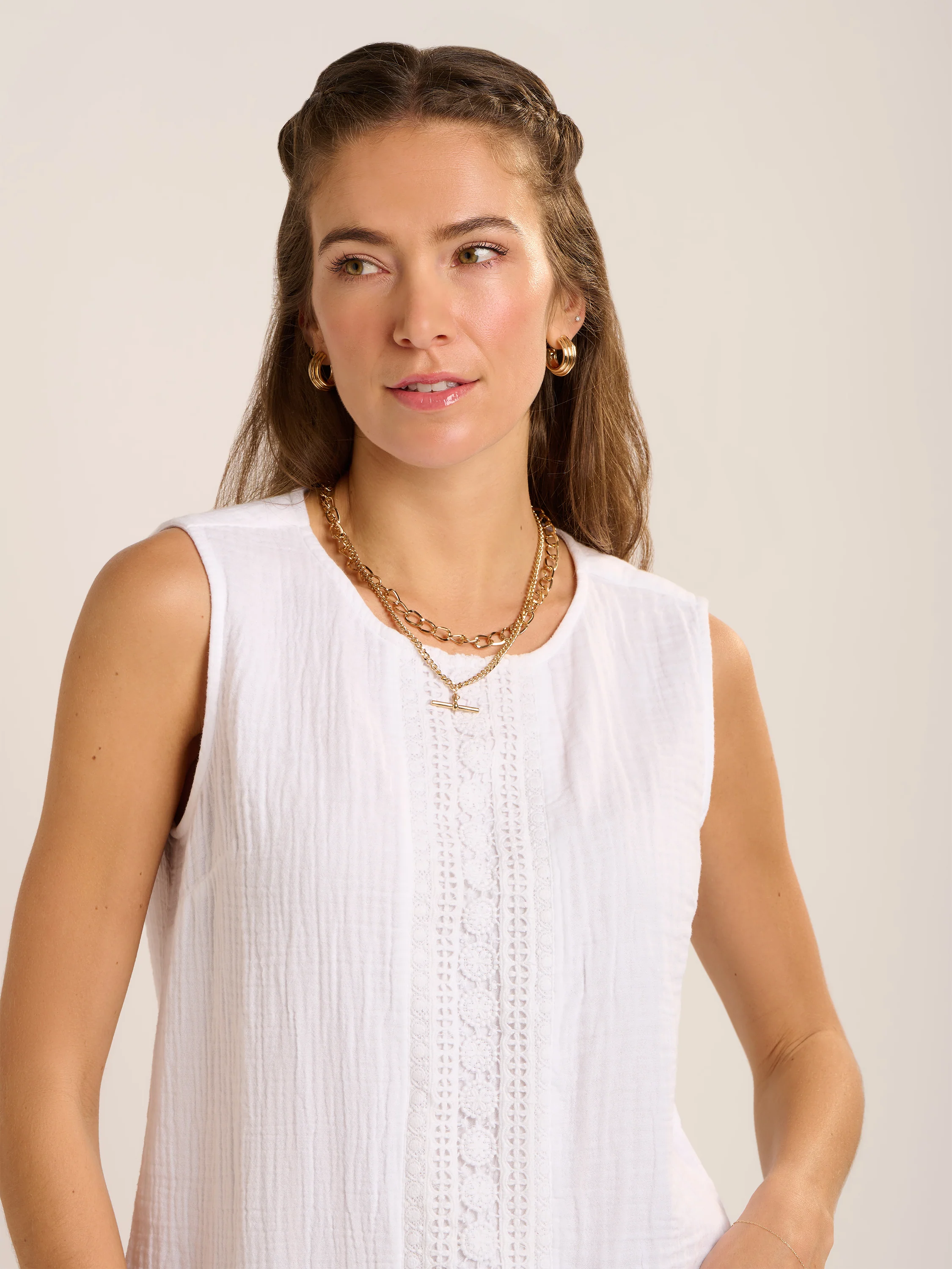 Lilly Double Cloth Sleeveless Blouse