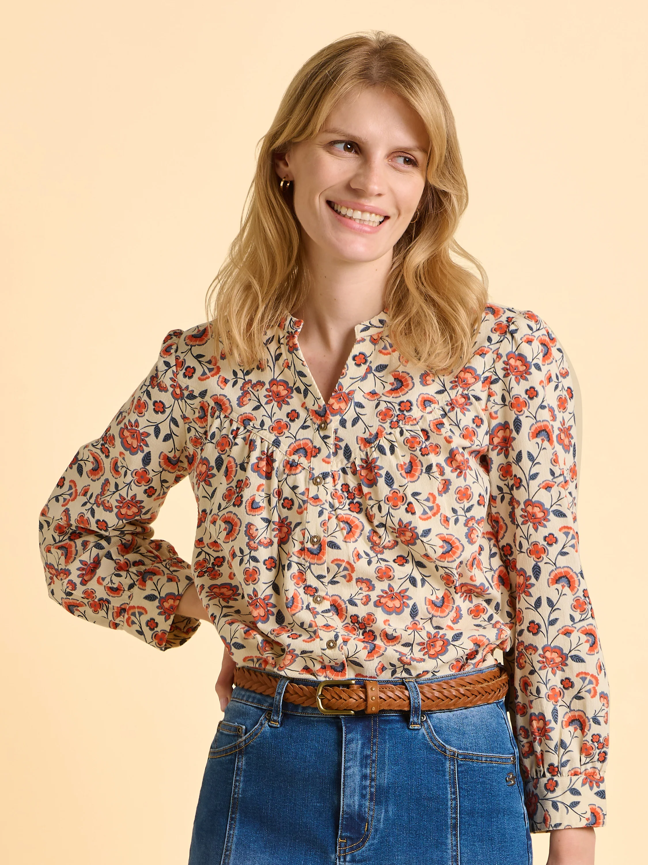Lindsay Cream Cord Blouse - Image 5