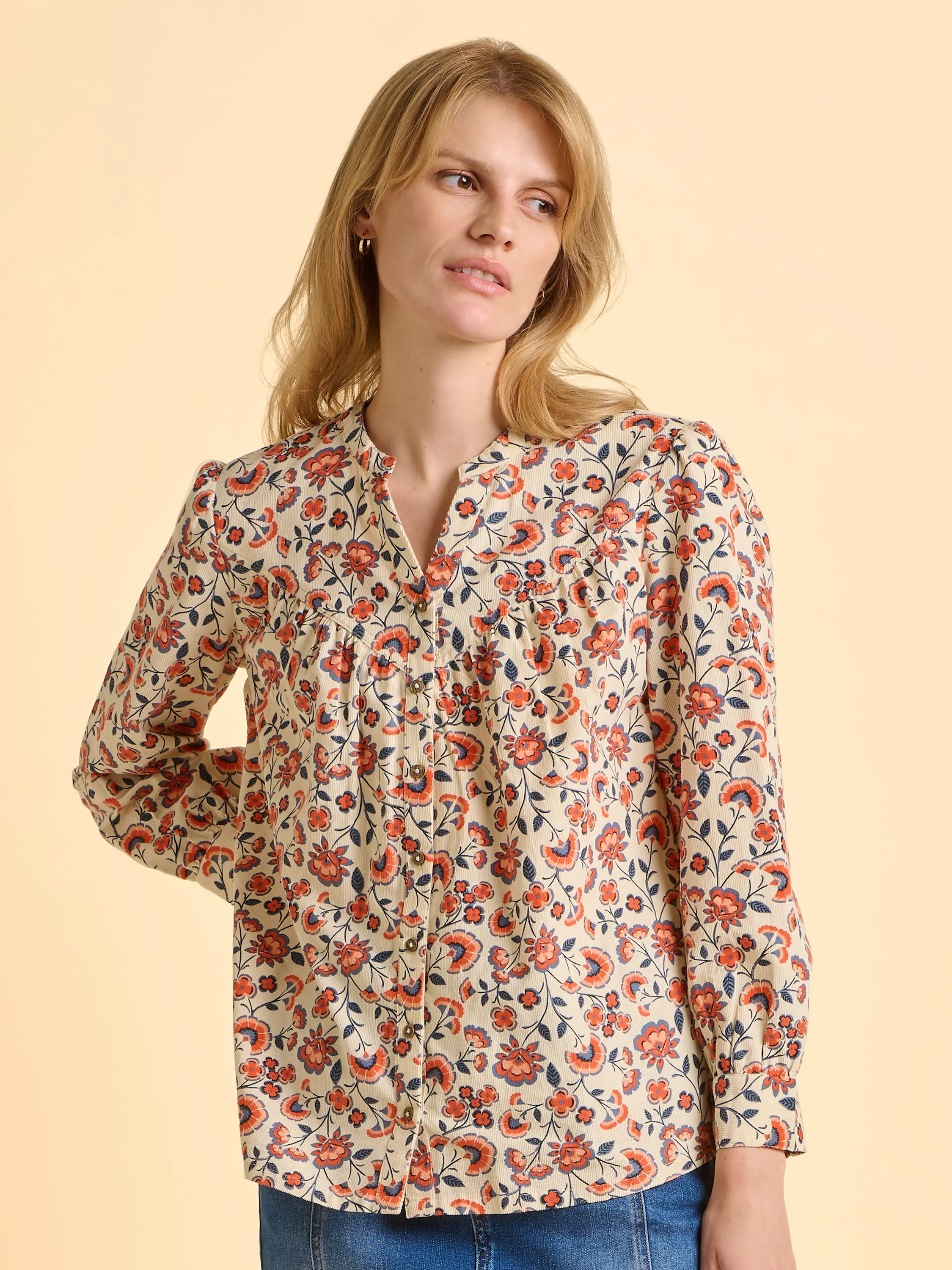 Lindsay Cream Cord Blouse - Image 6