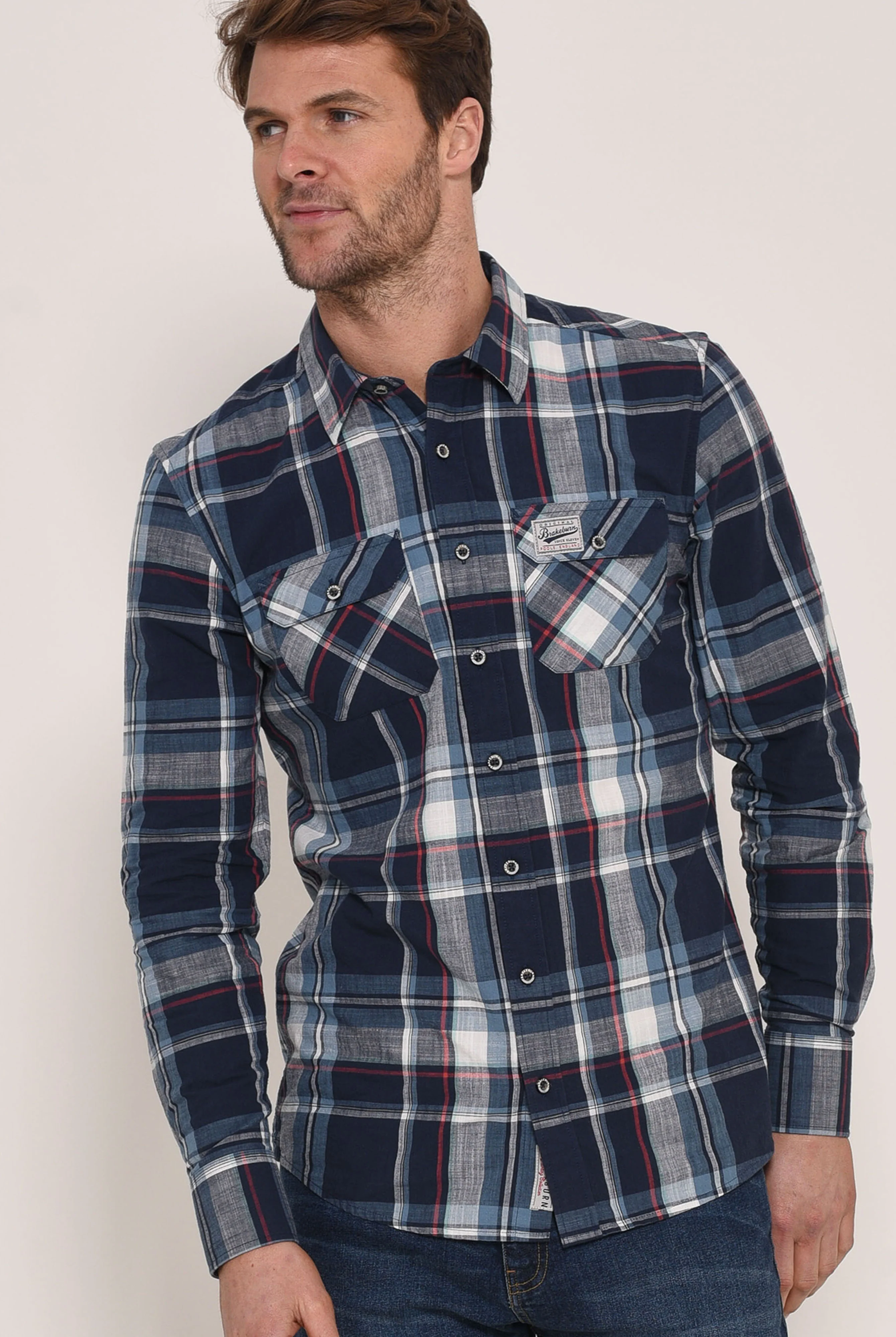 Long Sleeve Shirt Blue Check - Image 2