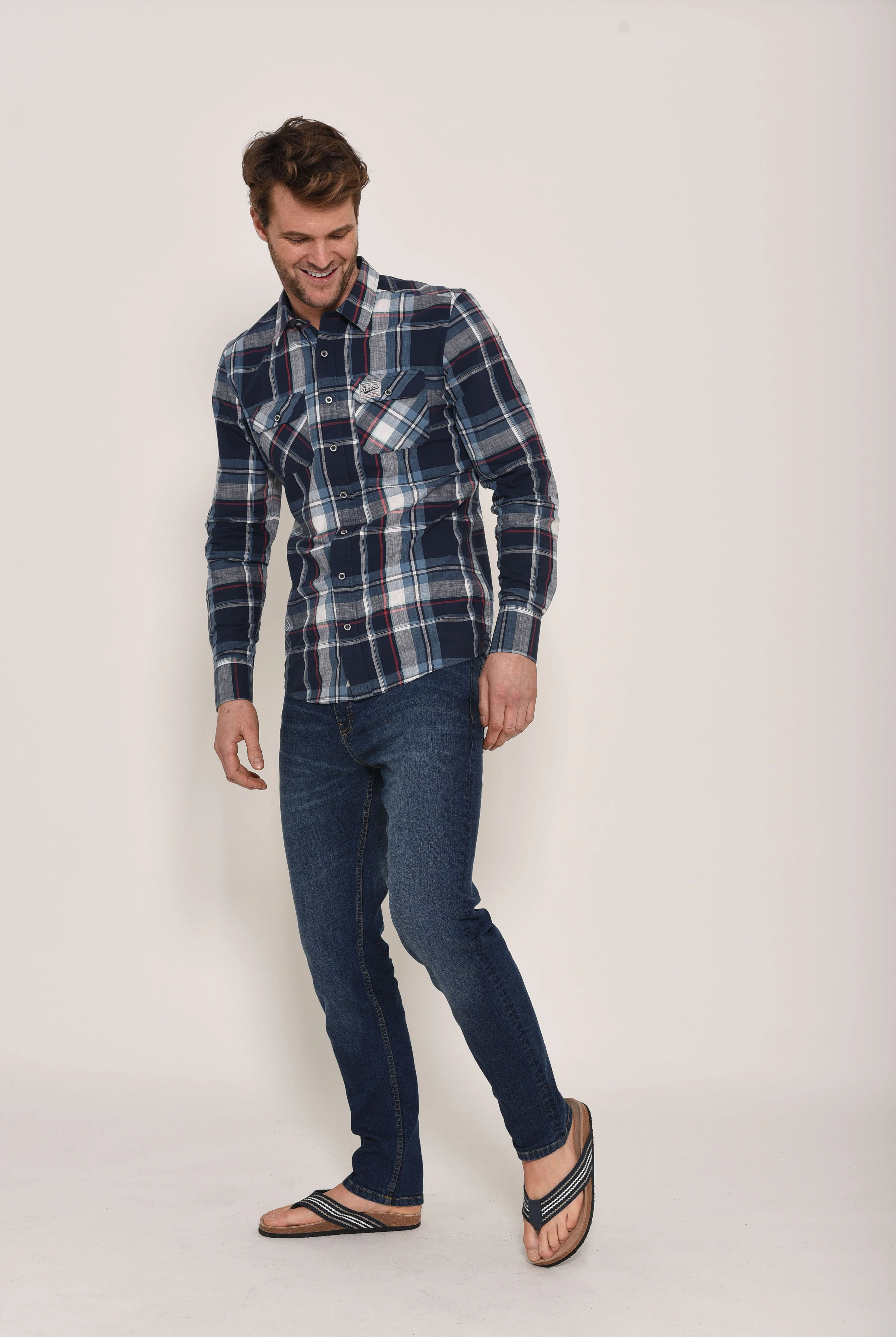 Long Sleeve Shirt Blue Check - Image 3